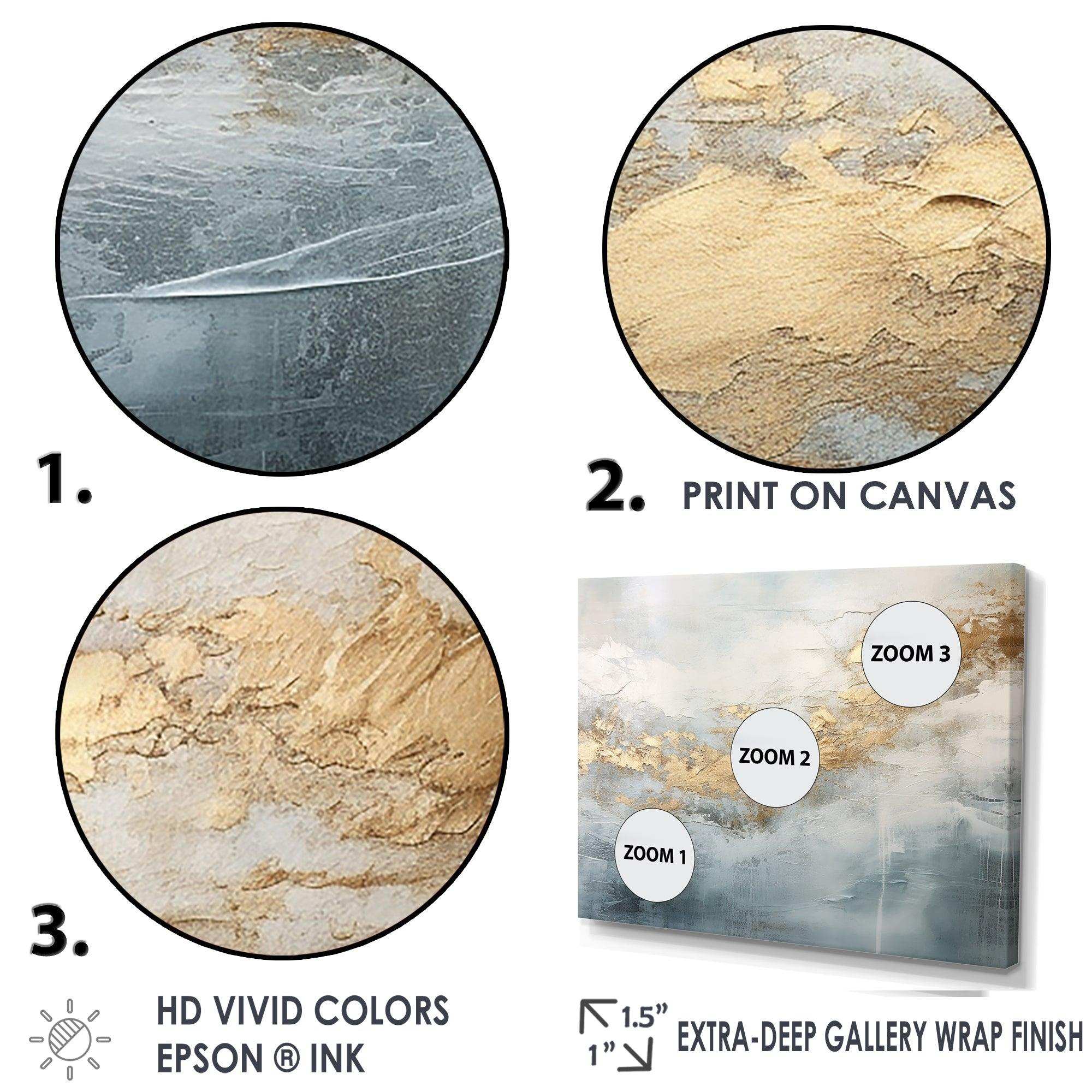 Beige Blue Gold Ocean Storm V - Abstract Canvas Wall Art