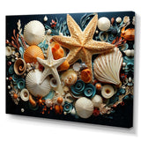 Modern Beach Shellfish Collage - Coastal Canvas Wall Art