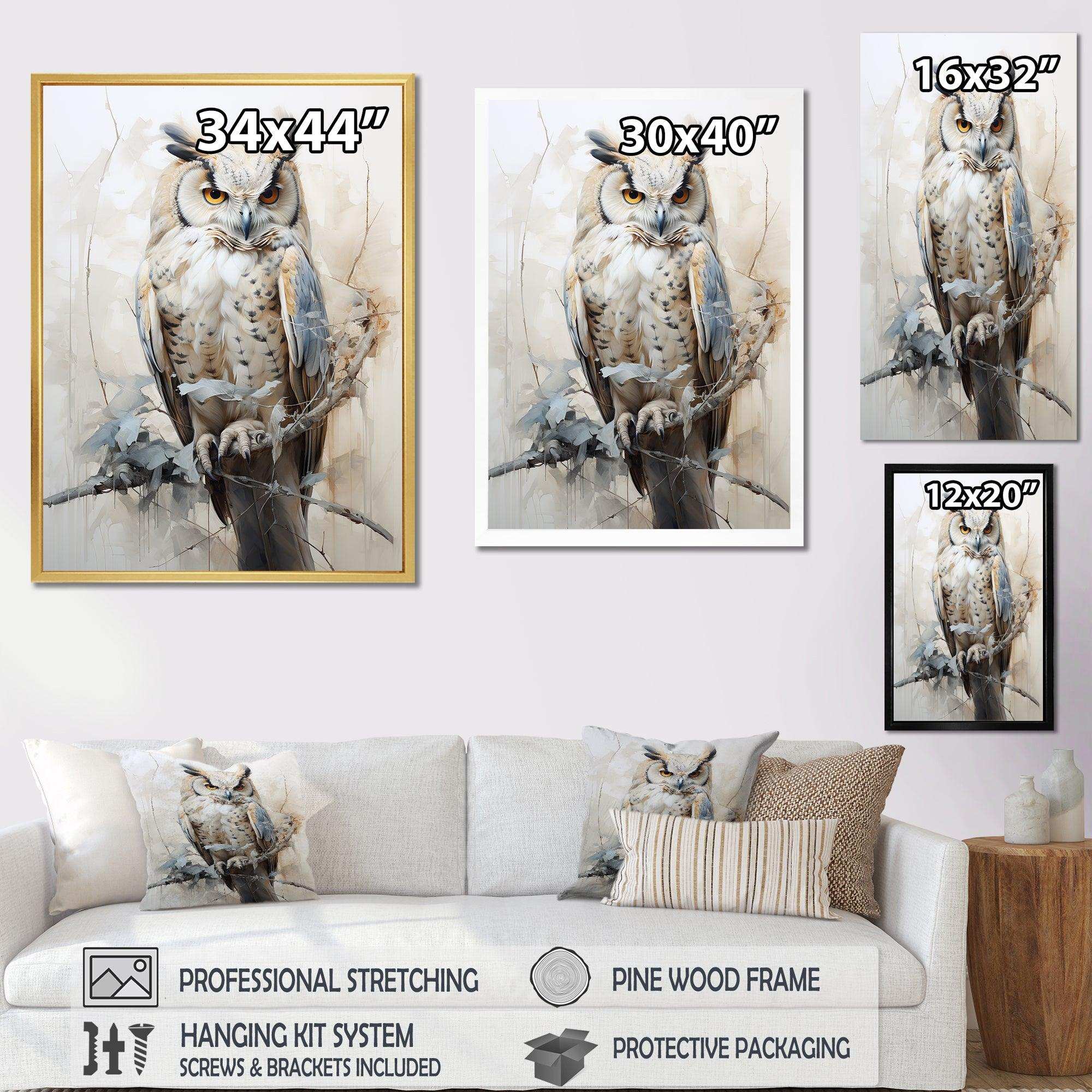 Wise And Watchful Majestic Owl I - Animals Canvas Wall Art