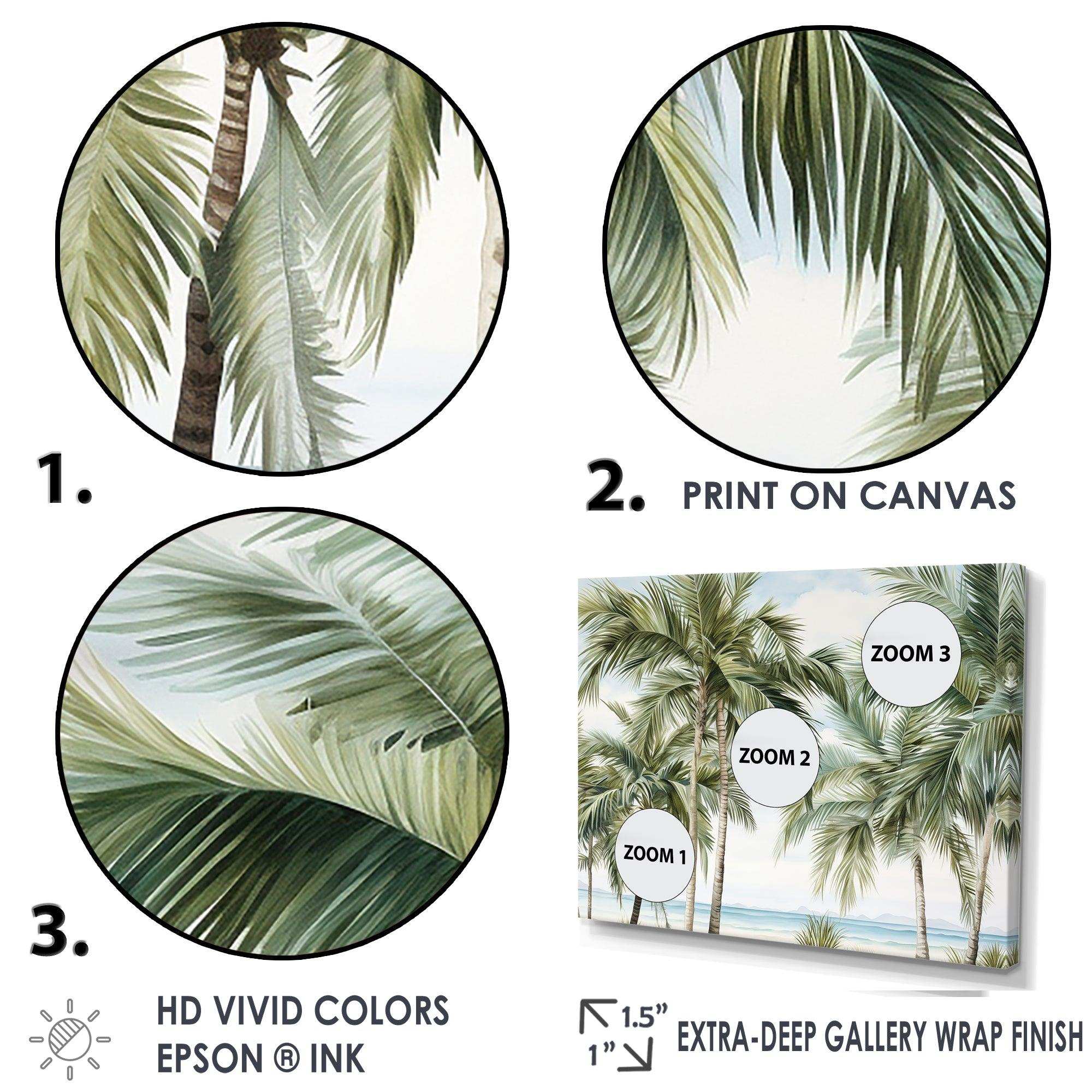 Palms Palm Trees On The Beach I - Floral Canvas Wall Art