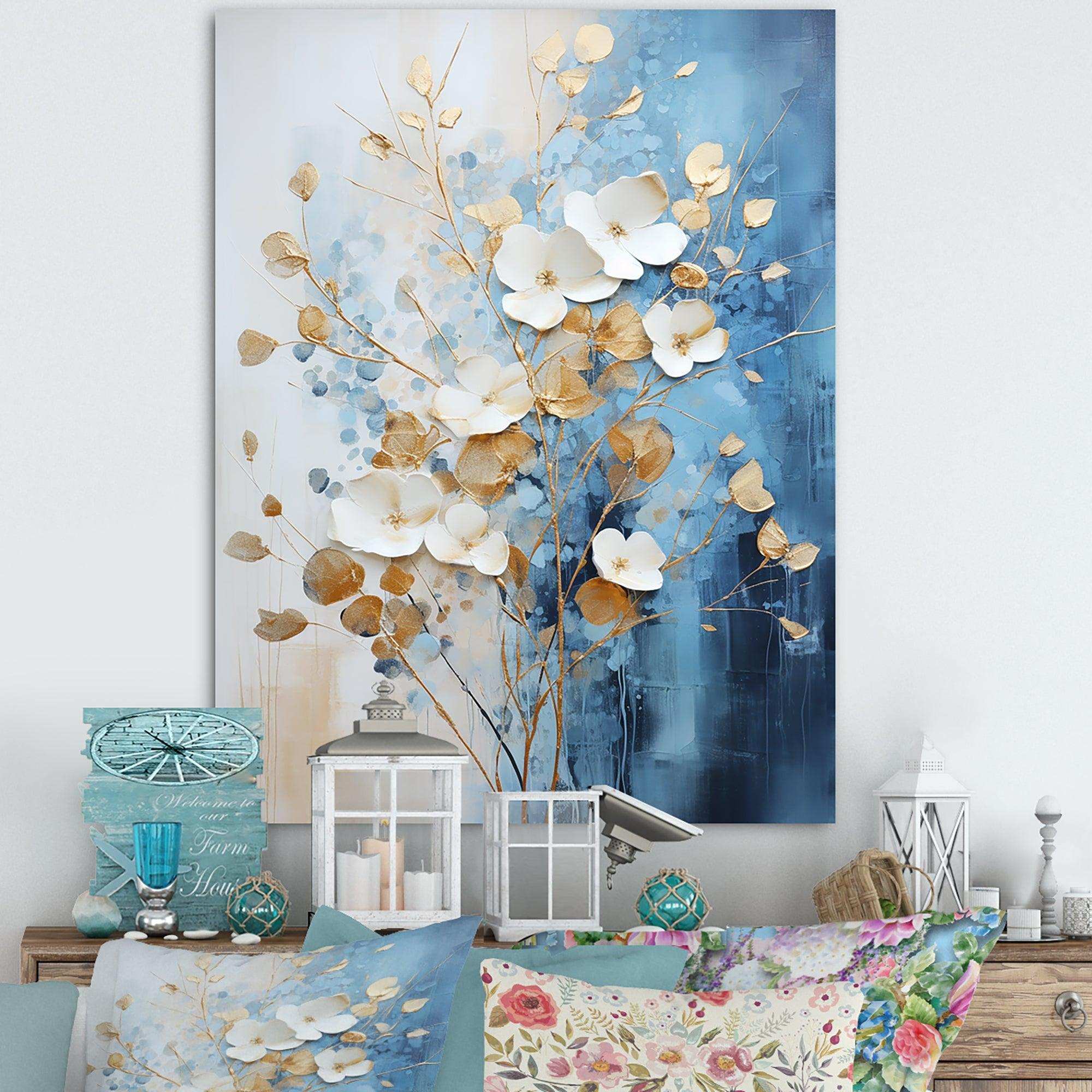 Beige And Gold Flourishing Flora Wonders III - Floral Canvas Wall Art