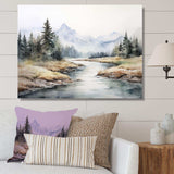River Mountain In Minimal Canada II - Landscapes Canvas Wall Art