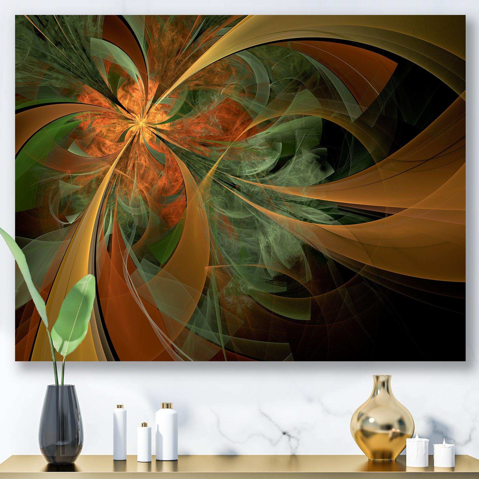 Symmetrical Orange Digital Fractal Flower