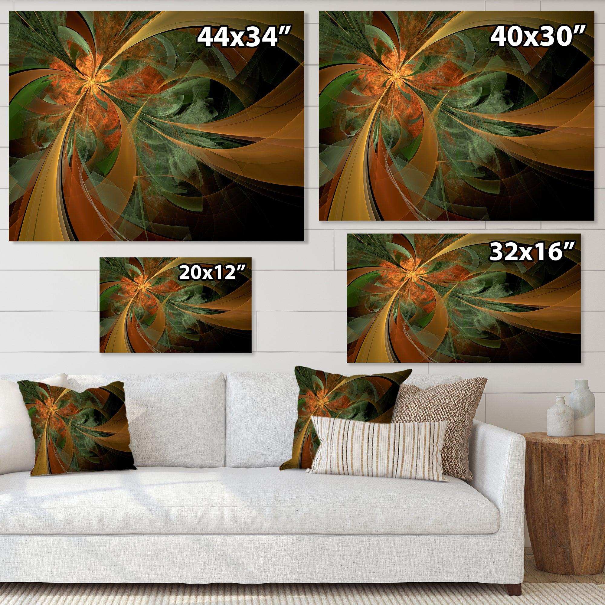 Symmetrical Orange Digital Fractal Flower