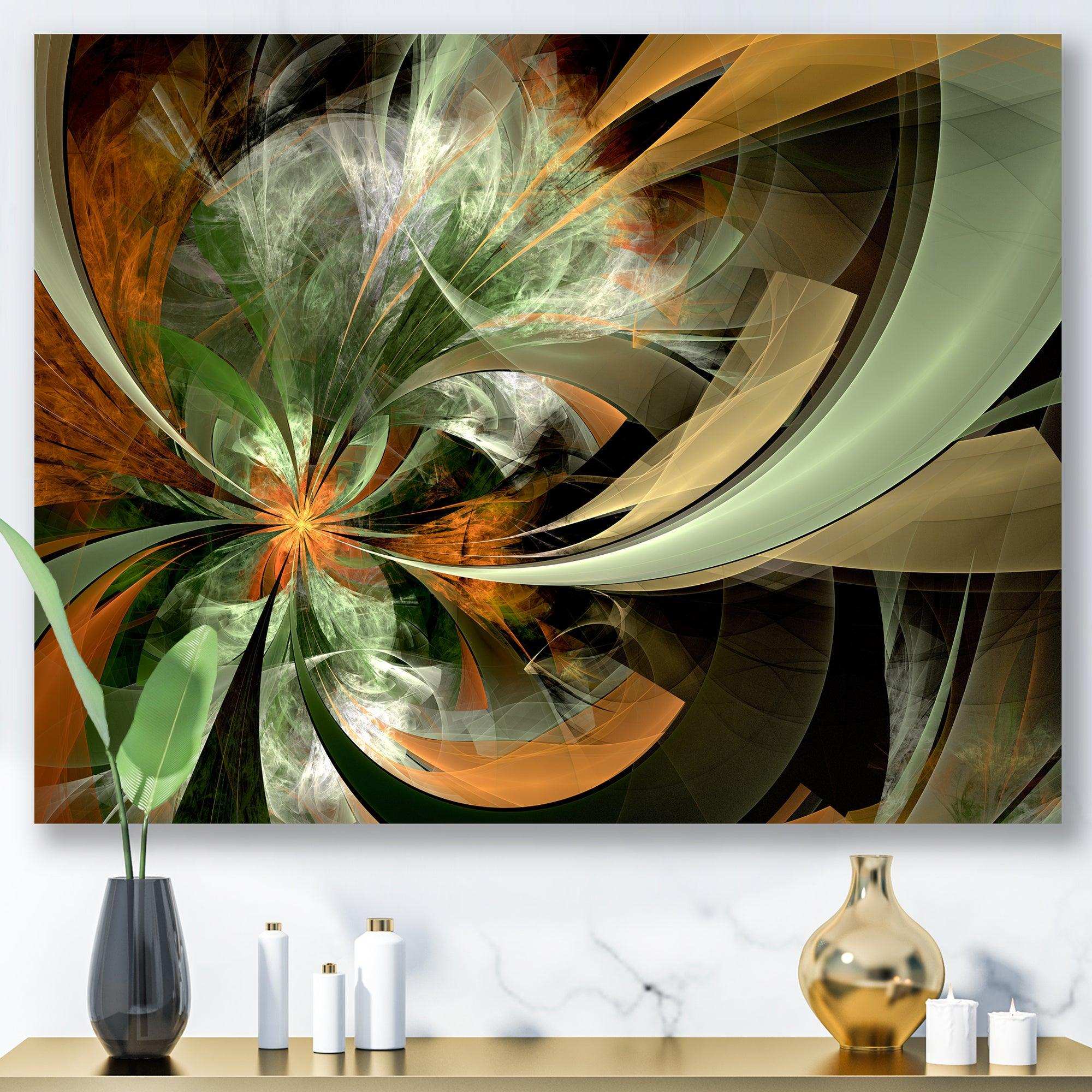 Symmetrical Orange Green Fractal Flower