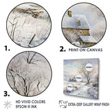 Farmhouse Snow Winter Scenery - Landscapes Canvas Wall Art