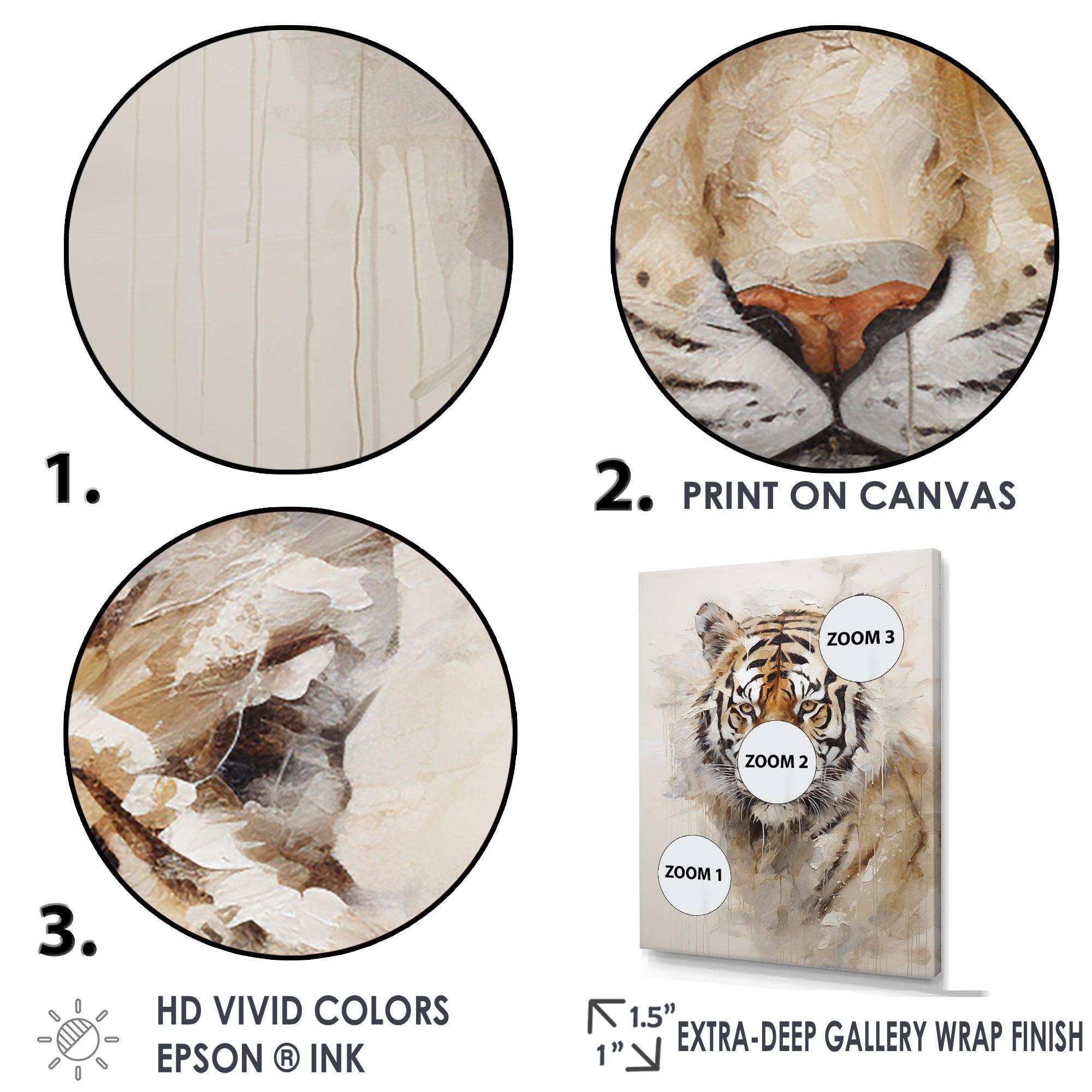 Minimalism Beige Tiger III - Animals Canvas Wall Art