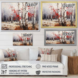 White And Red Birch Wood In Winter III - Floral Canvas Wall Art