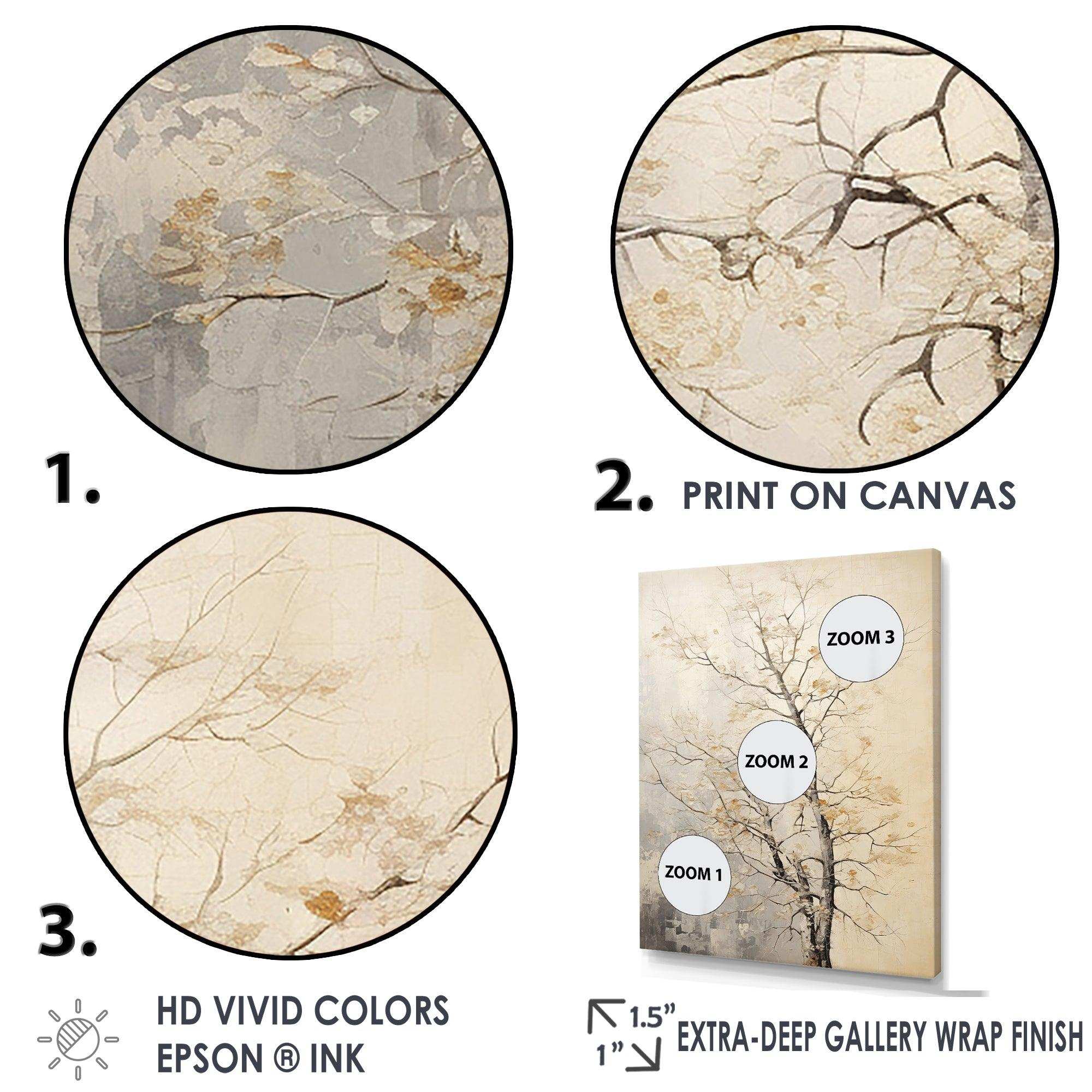 Beige Trees Oak Solitude I - Floral Canvas Wall Art