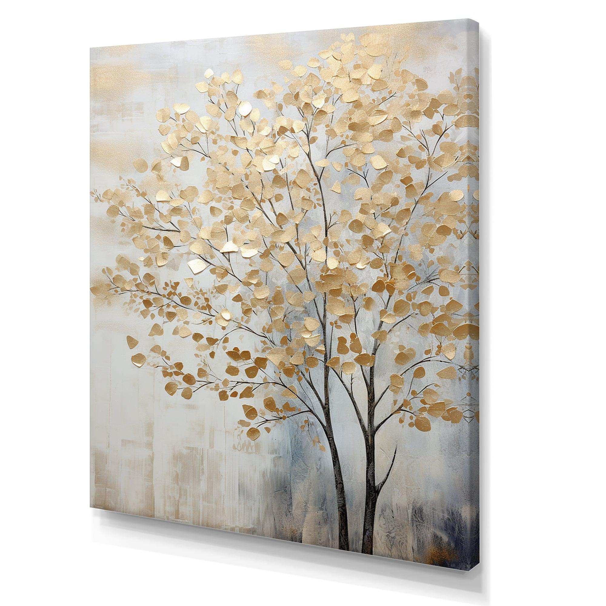 Minimalism Gold And Blue Trees Scene - Landscapes Canvas Wall Art