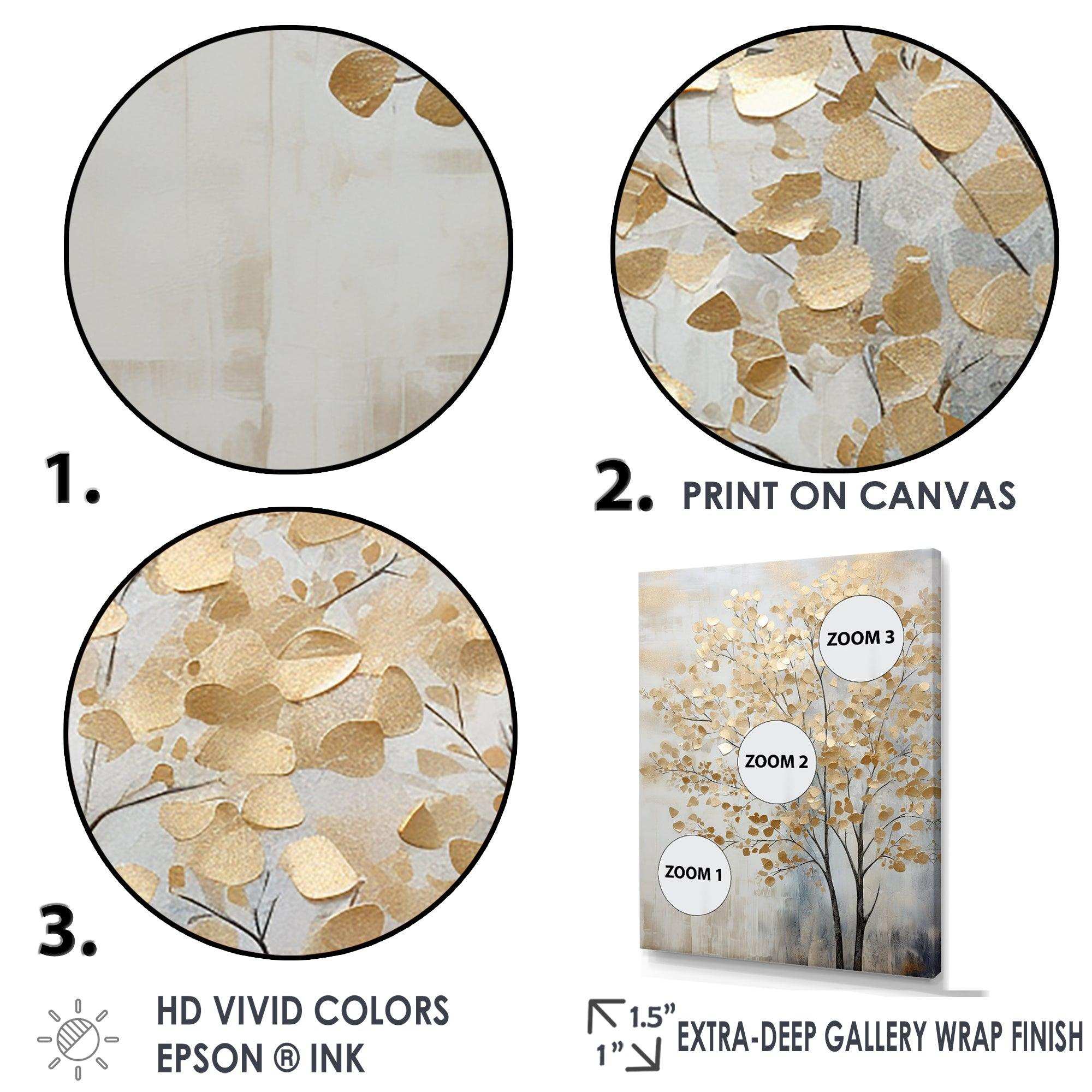 Minimalism Gold And Blue Trees Scene - Landscapes Canvas Wall Art