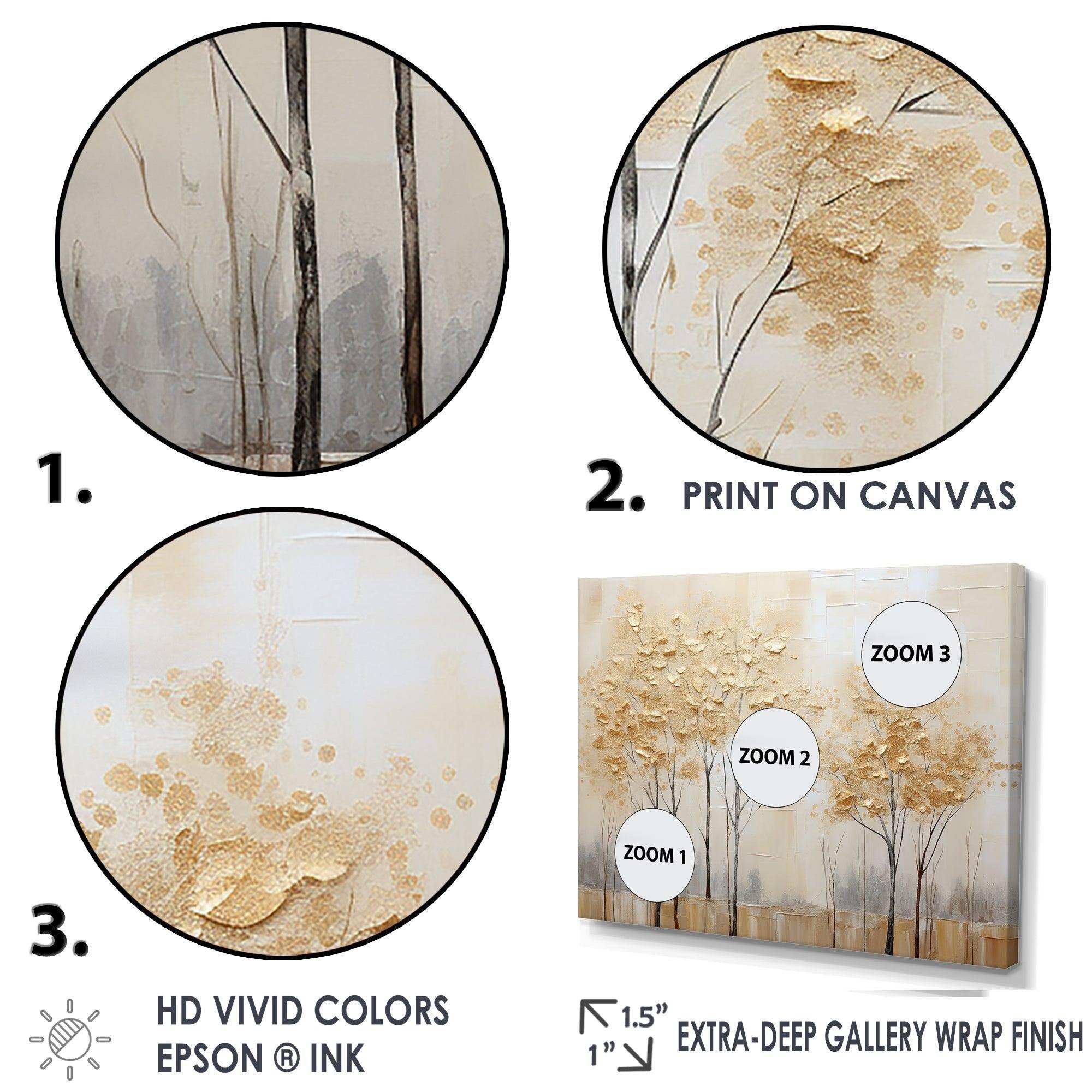 Minimalism Golden Trees Tranquility I - Landscapes Canvas Wall Art