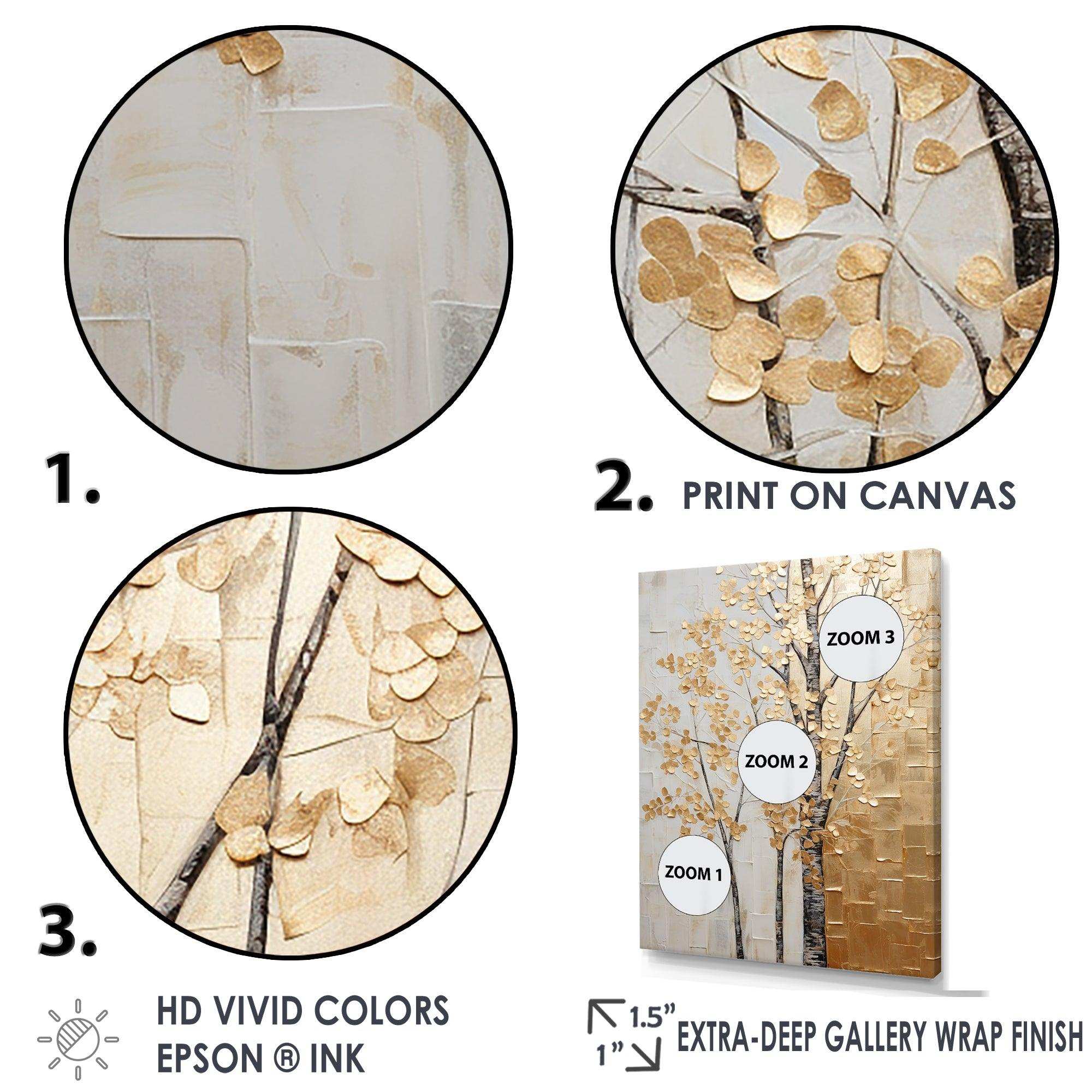 Minimalism Golden Trees Harmony II - Landscapes Canvas Wall Art