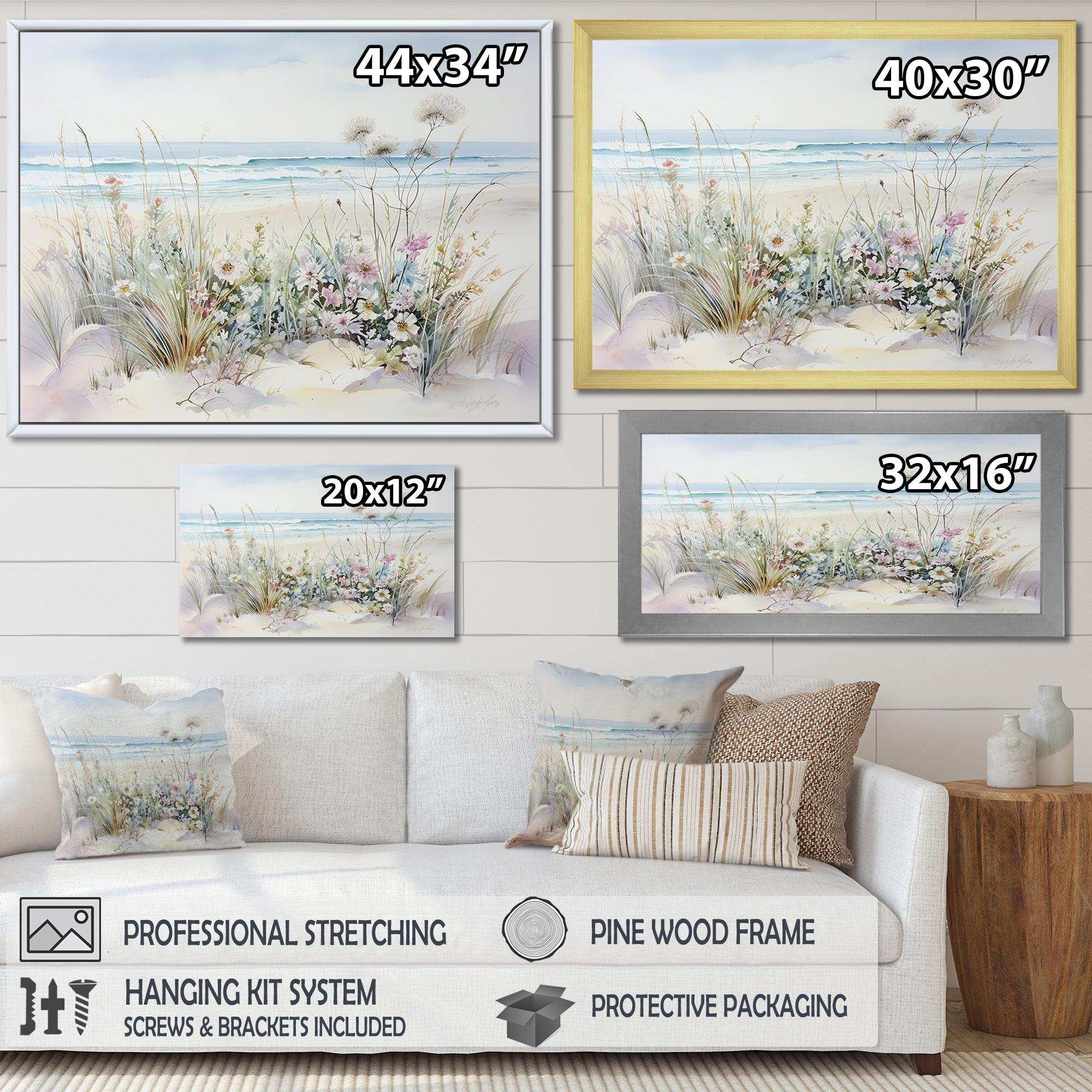 Wildflowers on the beach - Floral Canvas Wall Art