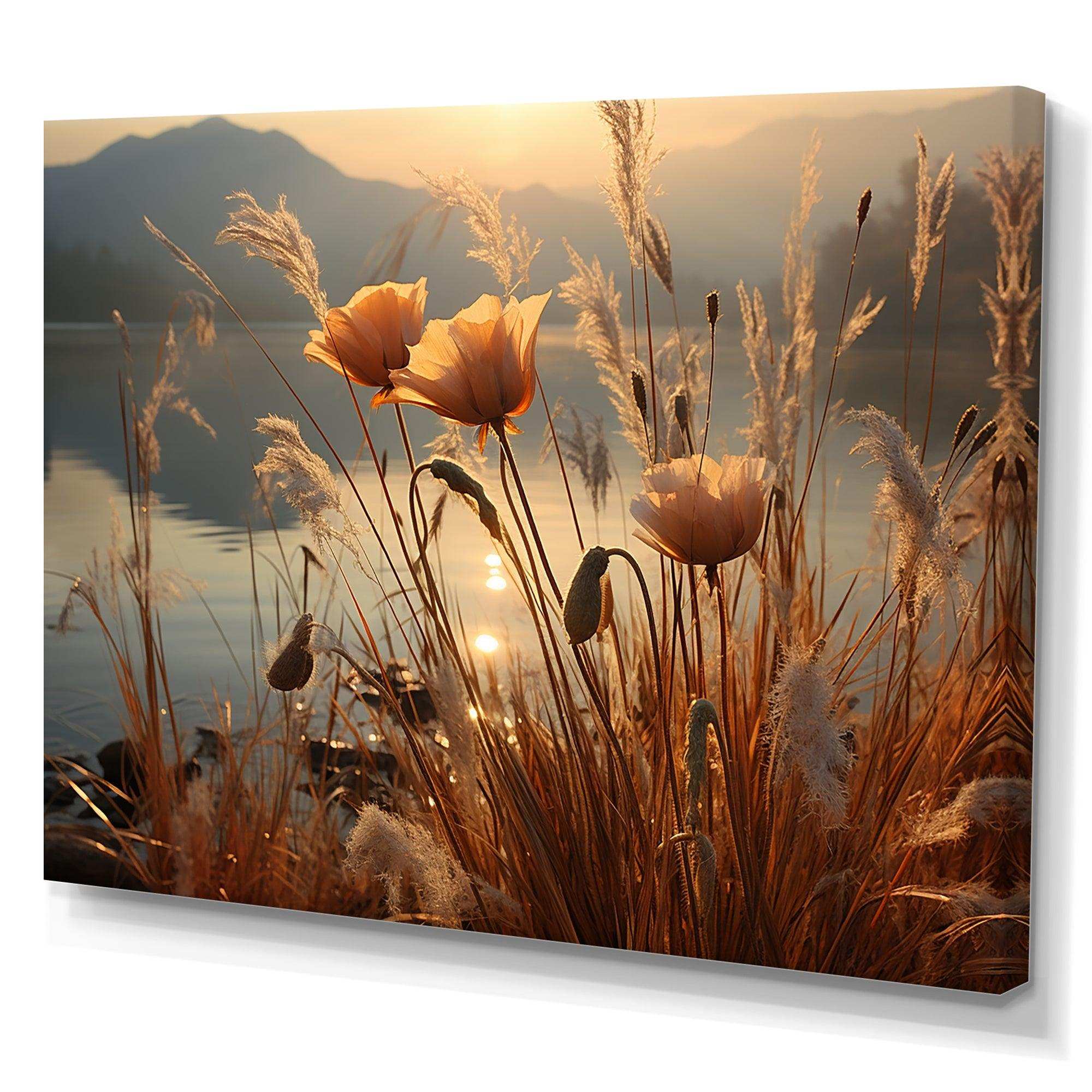 Sunset Wildflower Serenade - Floral Canvas Wall Art