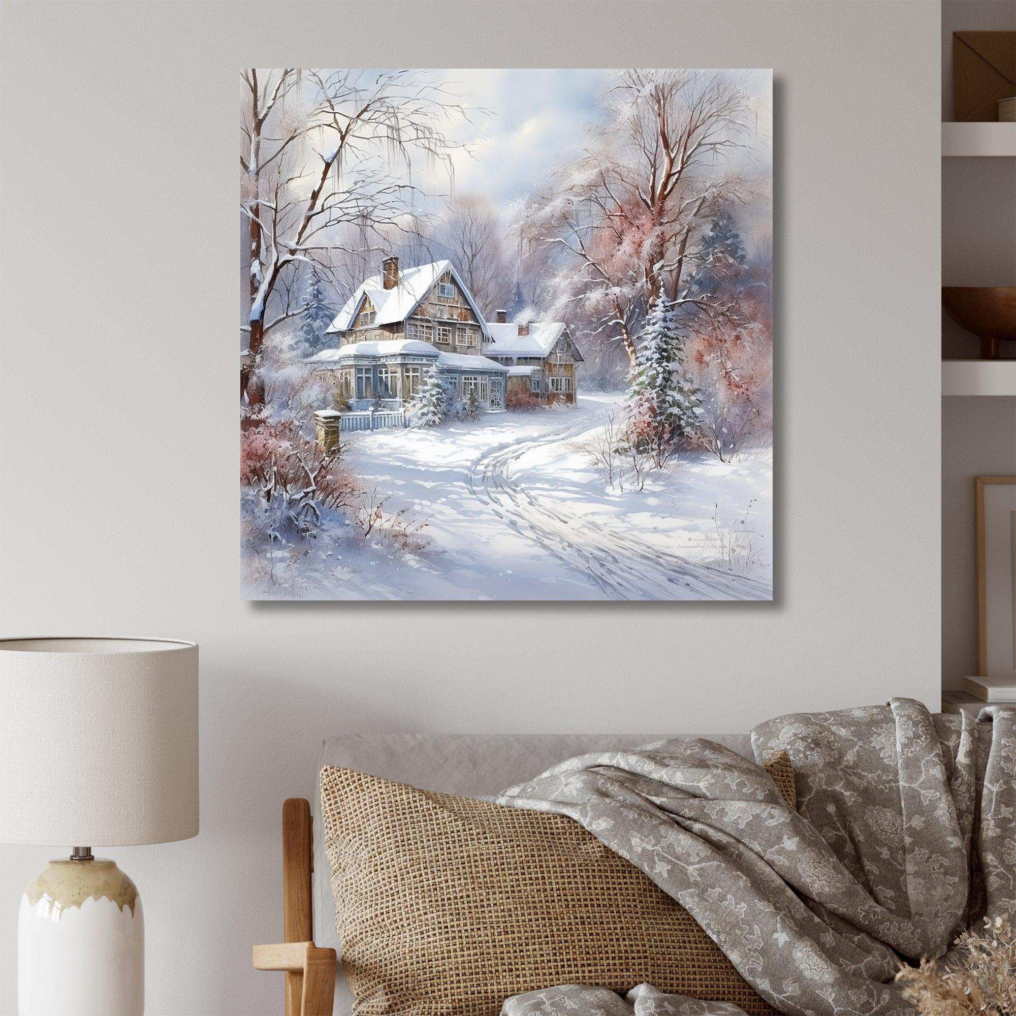 winter charm at country home - Landscapes Canvas Wall Art