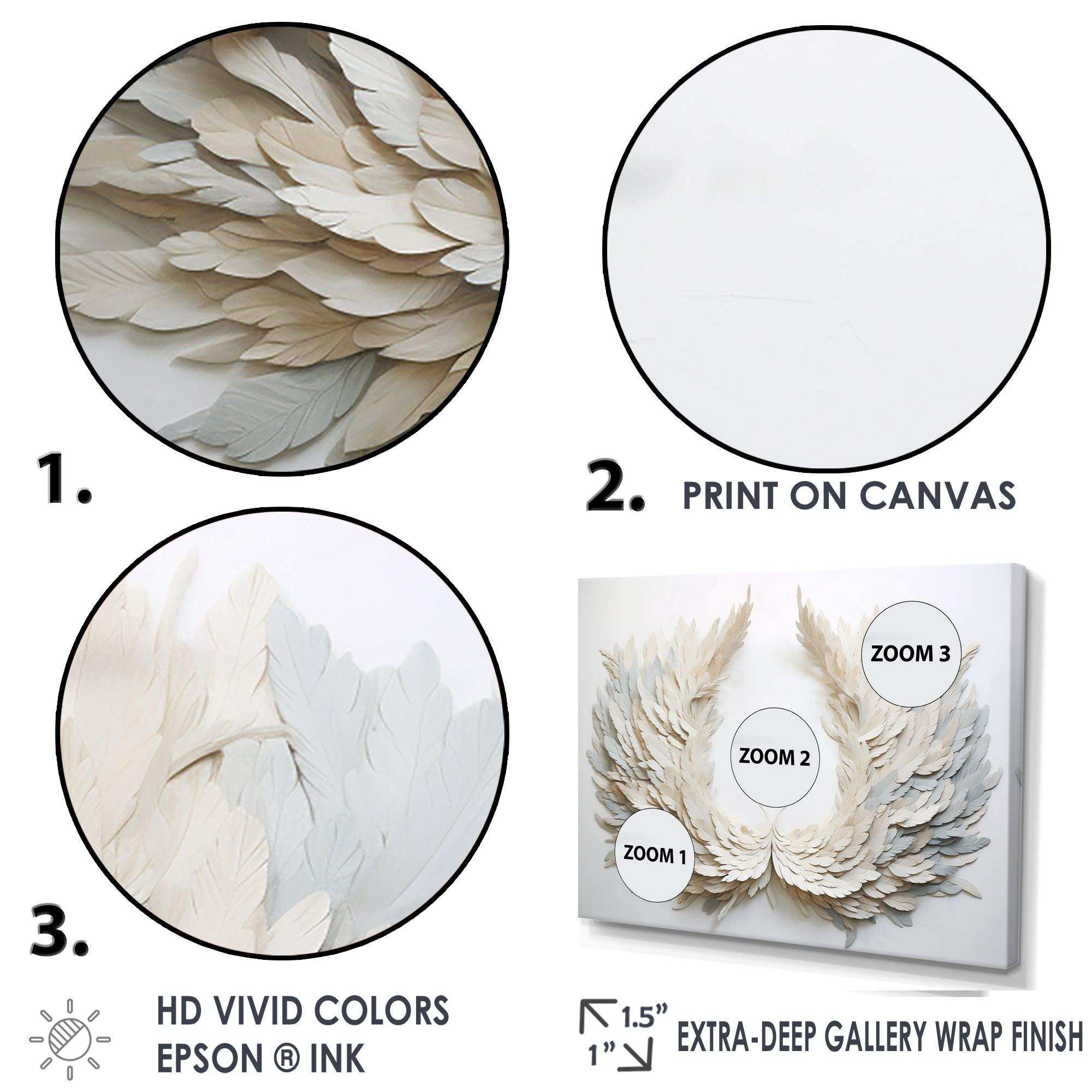 black and white feather Wreath - Floral Canvas Wall Art