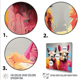 Colorful Enchanting Popart Alpacas portrait - Abstract Canvas Wall Art