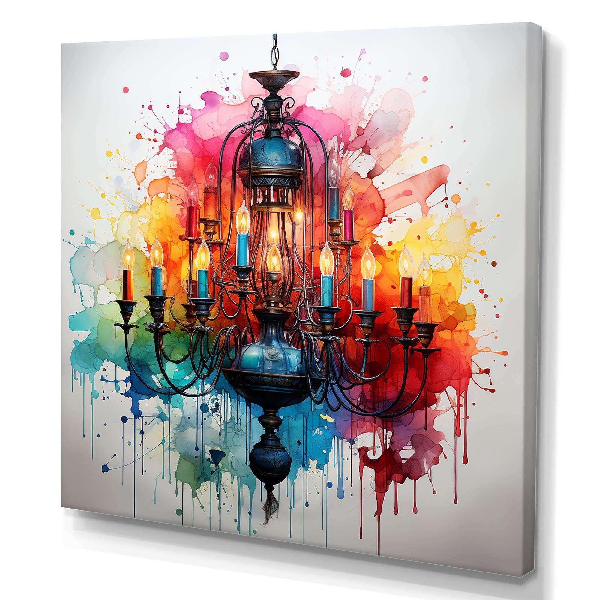 Colorful Chandelier Luminary treasures II - Fashion Canvas Wall Art