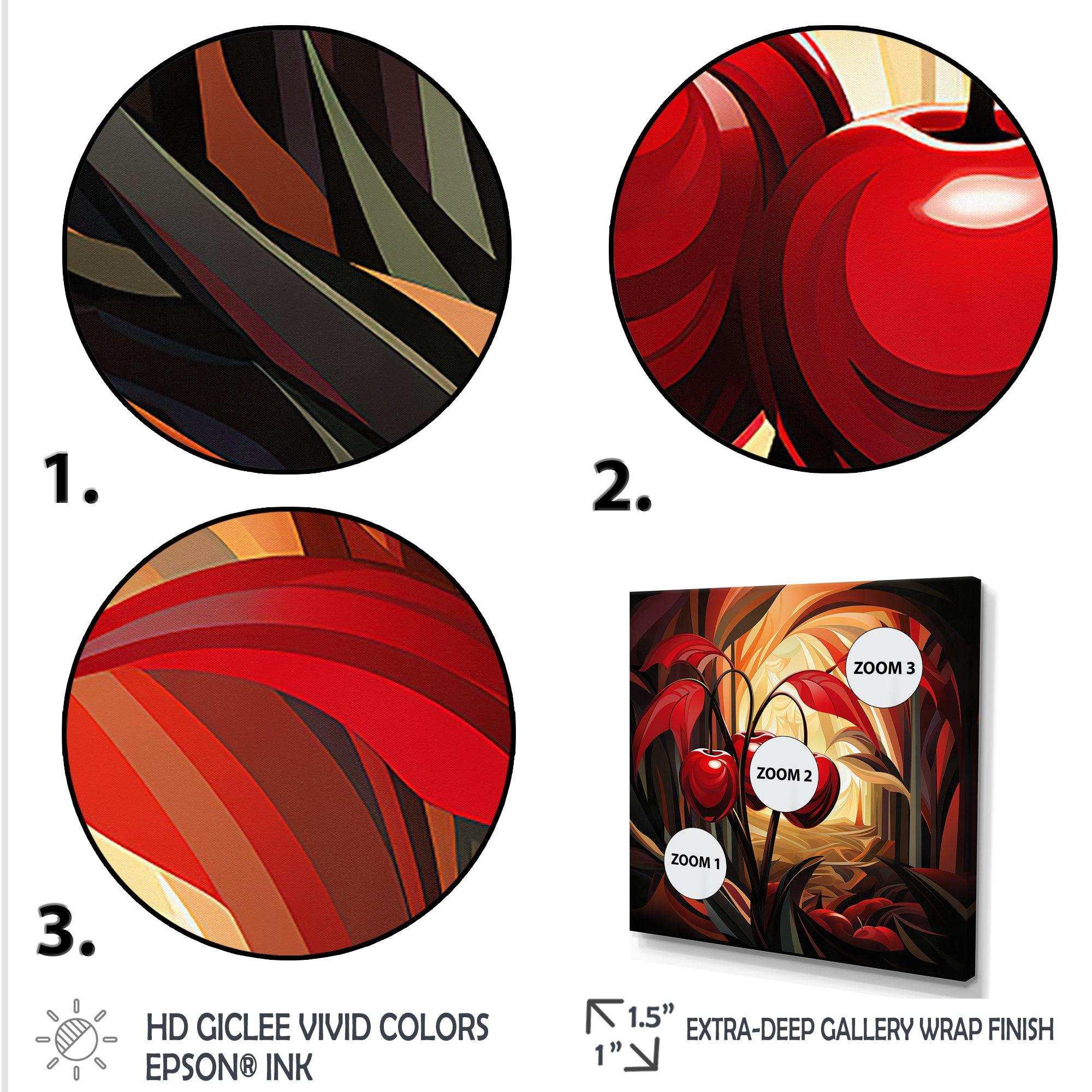 Summer Cherries cubic design II - Floral Canvas Wall Art