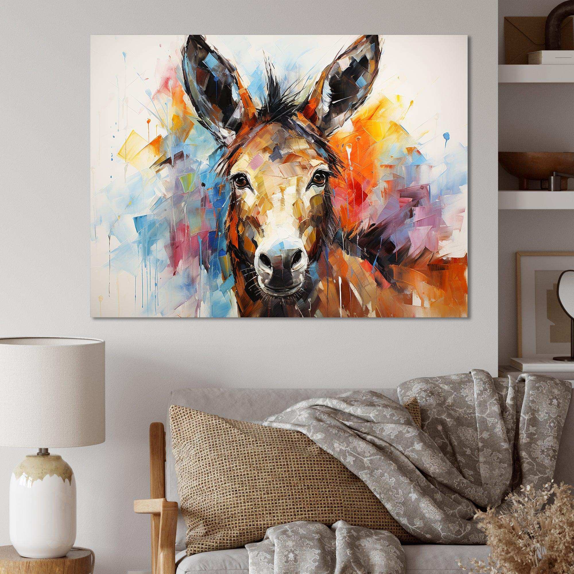 Abstract Donkey Reverie - Animals Canvas Wall Art
