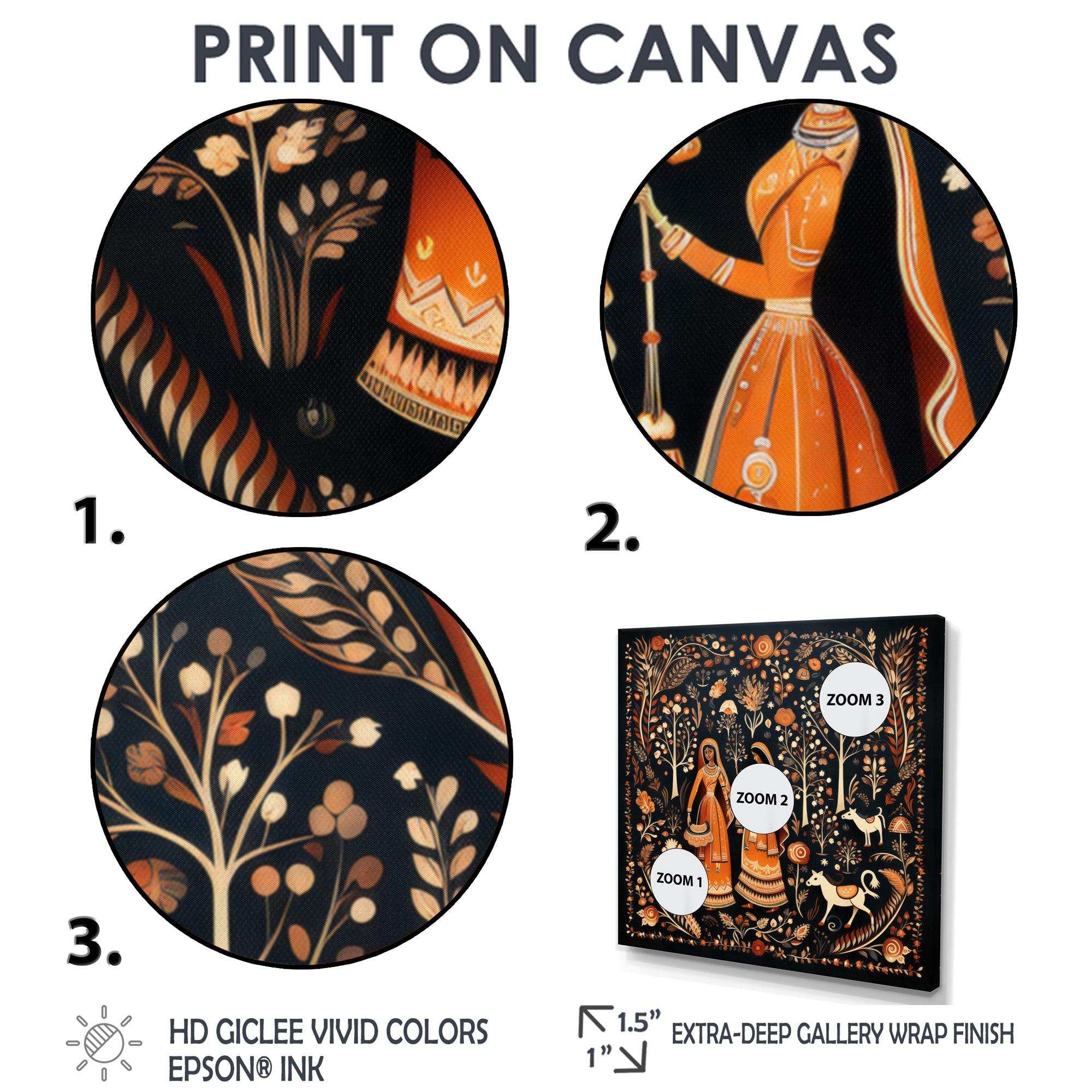 Indian Art Rajasthani Folklore tales II - People Canvas Wall Art