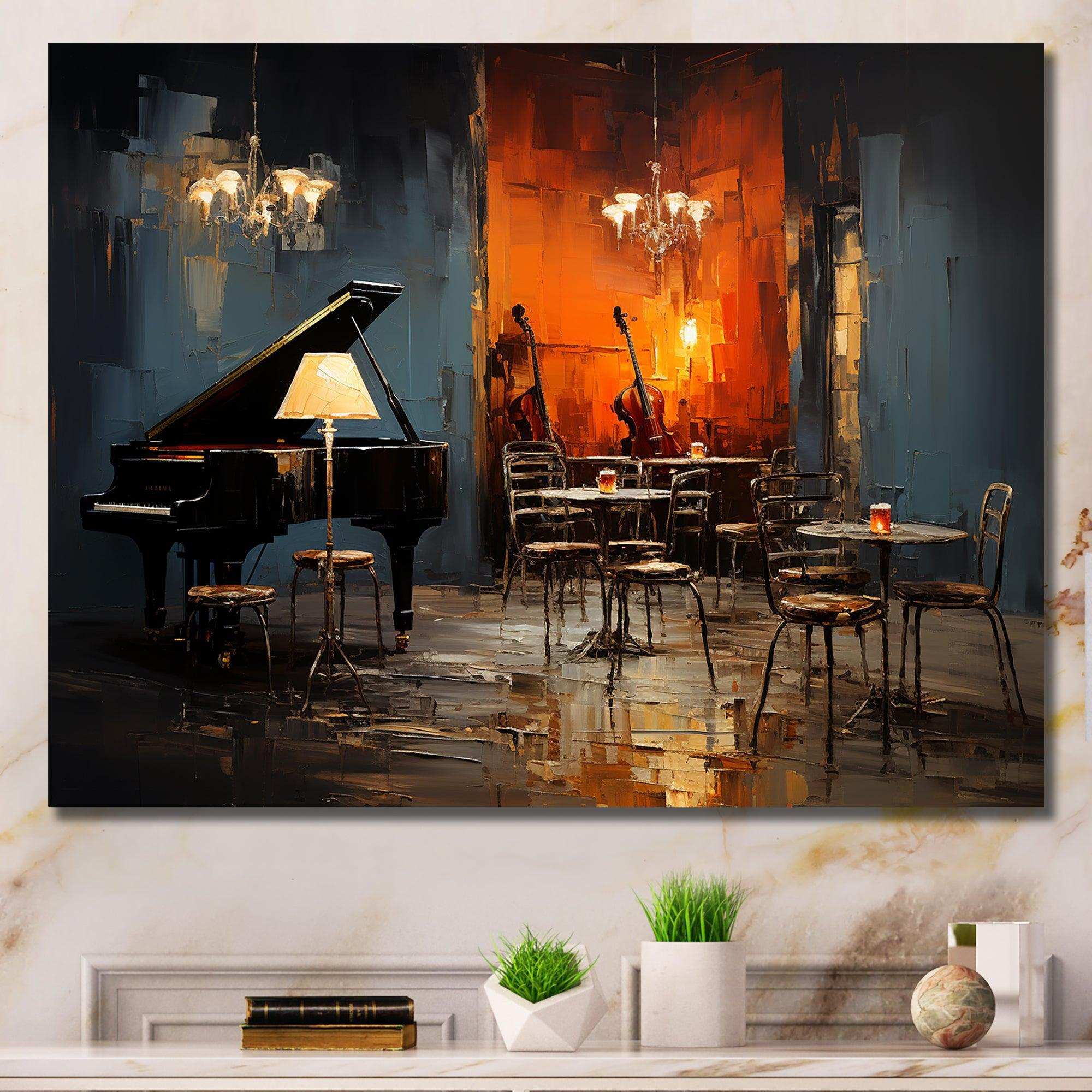 Vintage pinao sonata in jazz cafe II - Music Canvas Wall Art