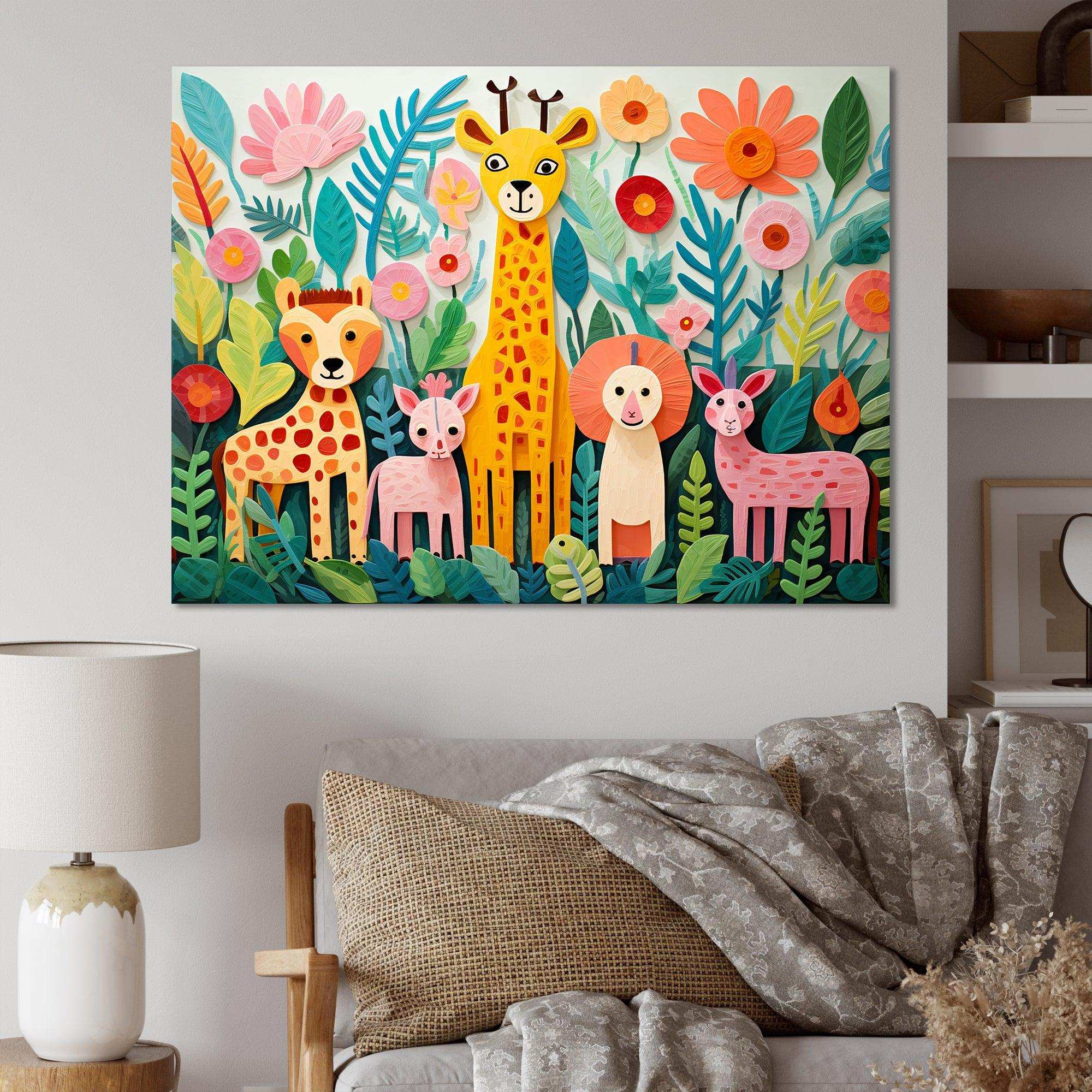 Colorful cute Animal Nursery I - People Canvas Wall Art