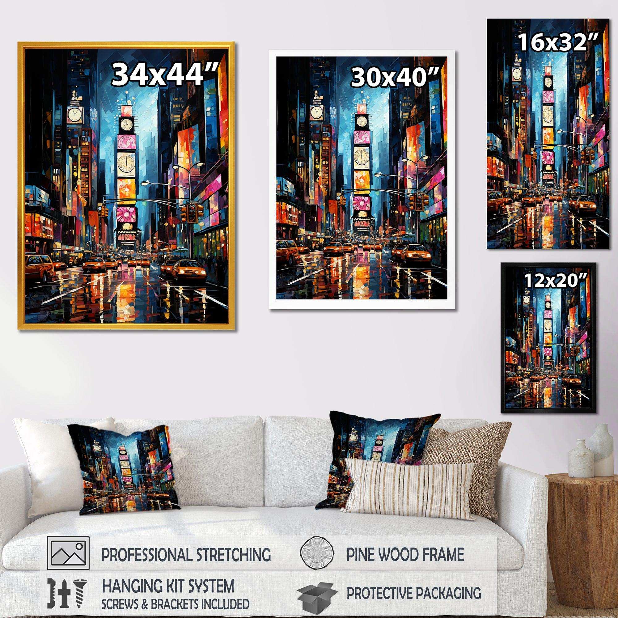New York City Time square lights II - Cityscapes Canvas Wall Art