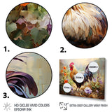 Red Melody Rooster s flower gardens - Animals Canvas Wall Art