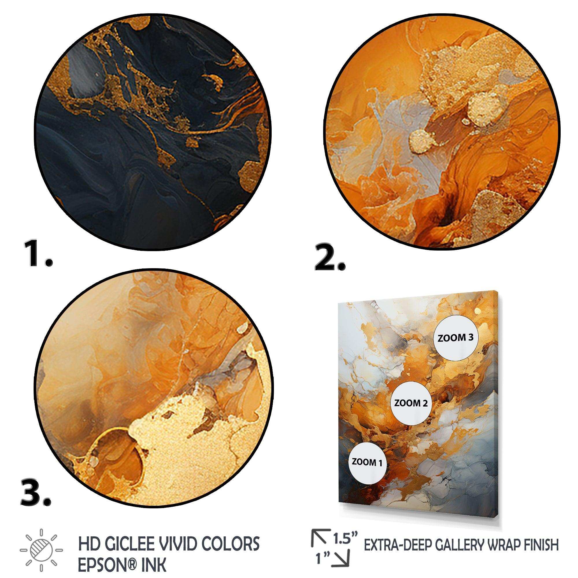 Gold and white geode lava III - Landscapes Canvas Wall Art