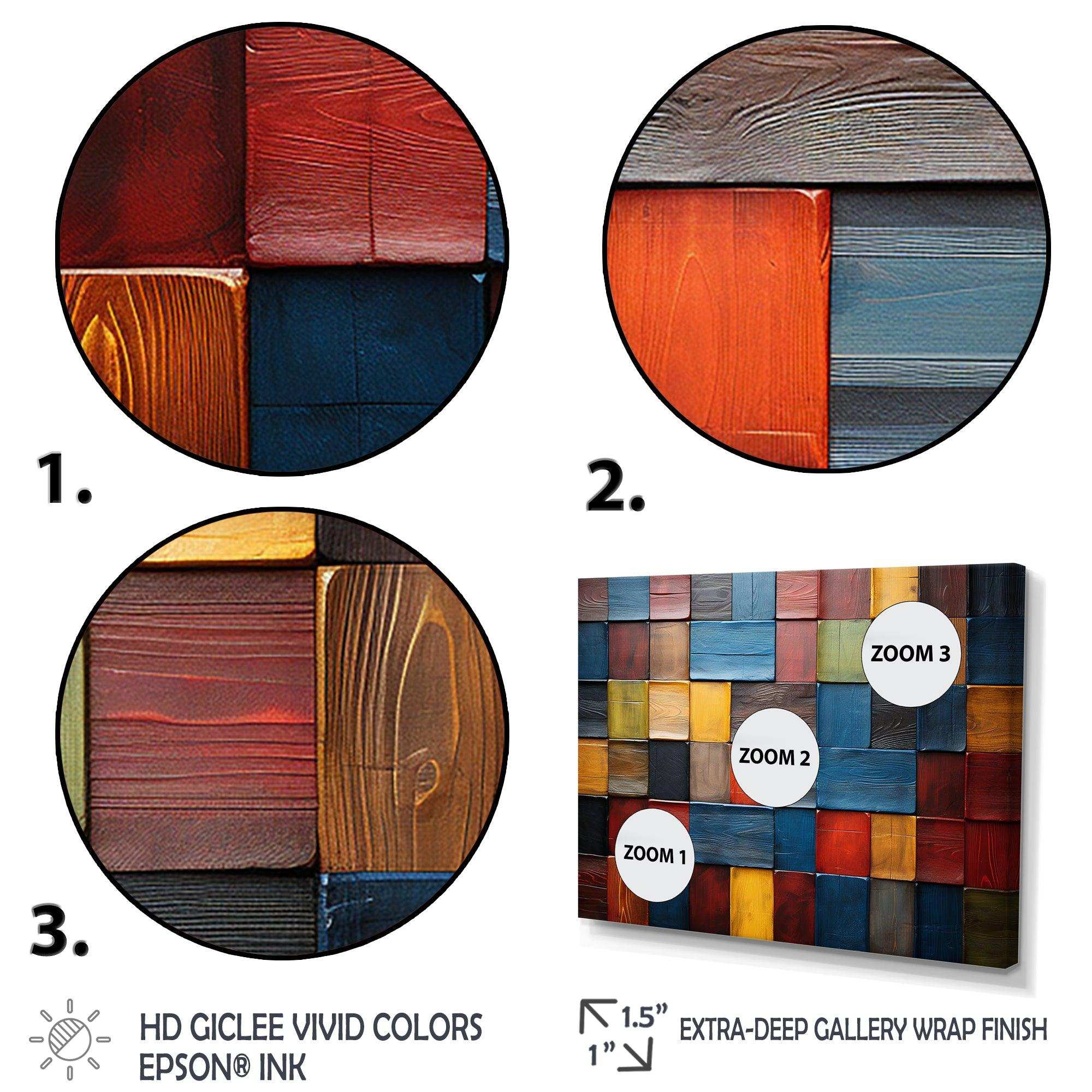 Colorful earth colors tiles V - Geometric Canvas Wall Art