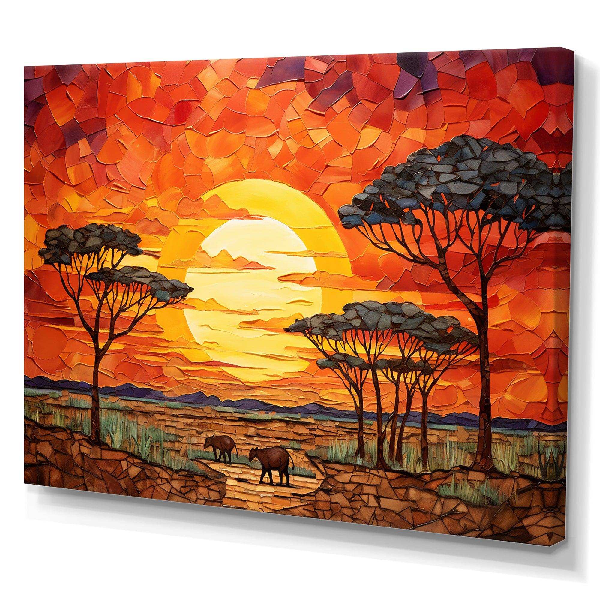 Savannah Sunset in African Safari Hues 2 - Geometric Canvas Wall Art