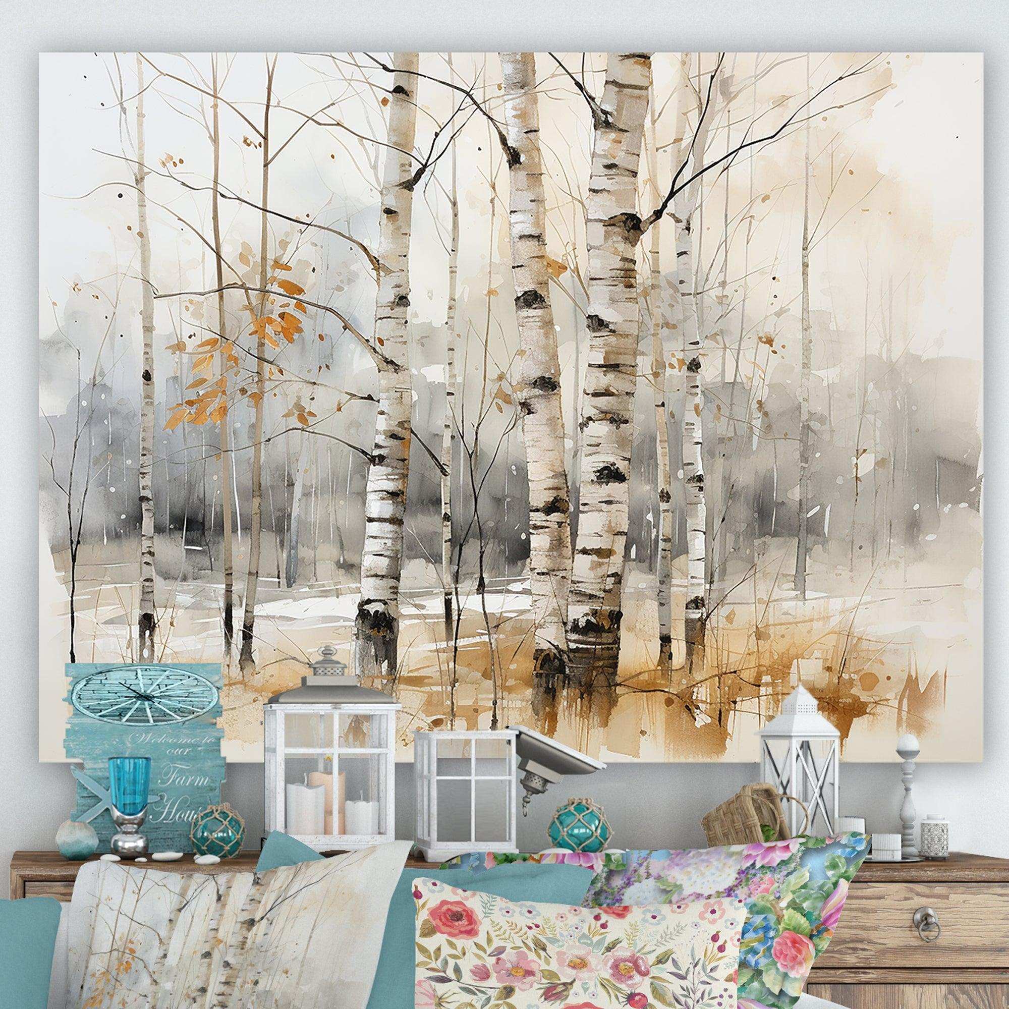 Winter birch wood forest I - Floral Canvas Wall Art