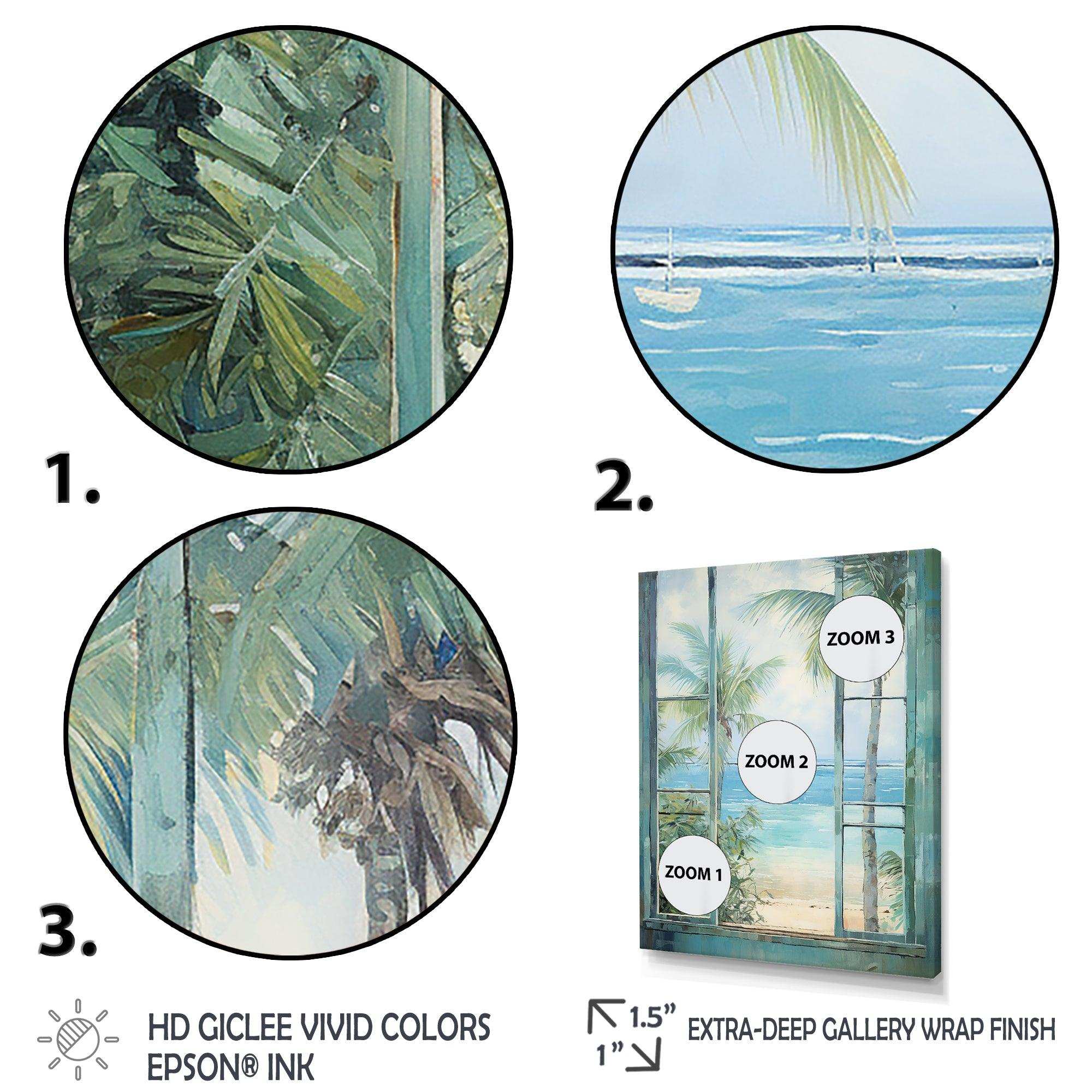 Tropical beach Windows horizon I - Coastal Canvas Wall Art