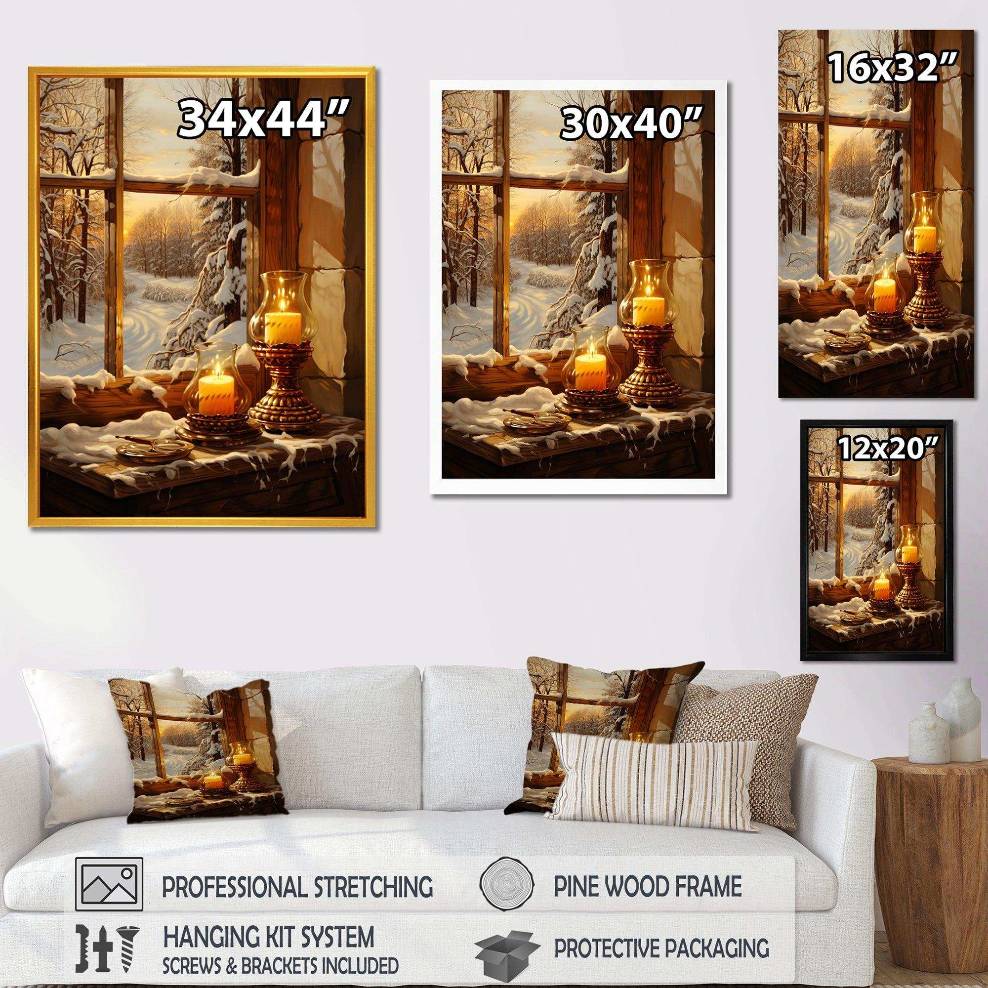 Christmas Winter window view II - Landscapes Canvas Wall Art
