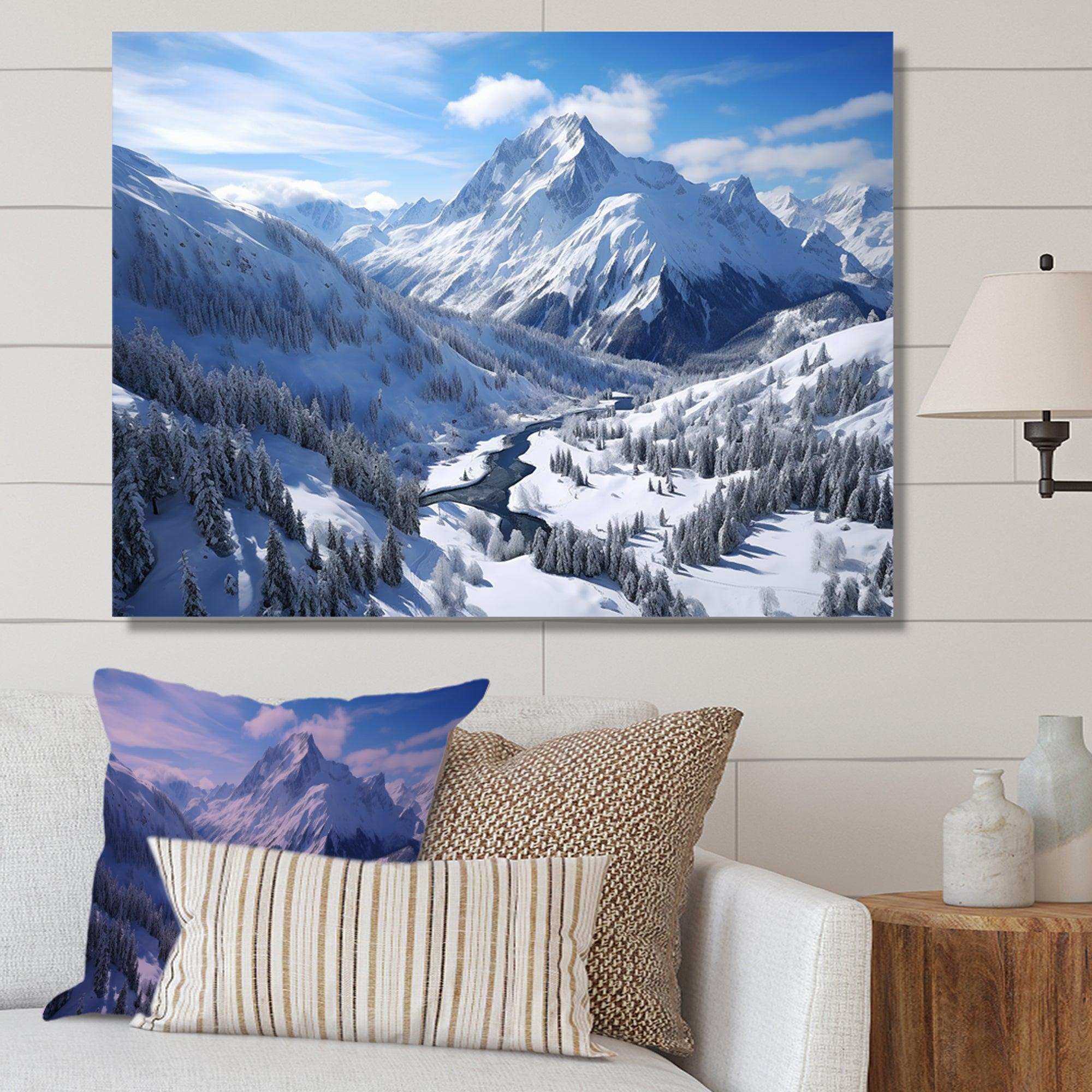 Pine valley Winter mountain landscape V - Landscapes Canvas Wall Art