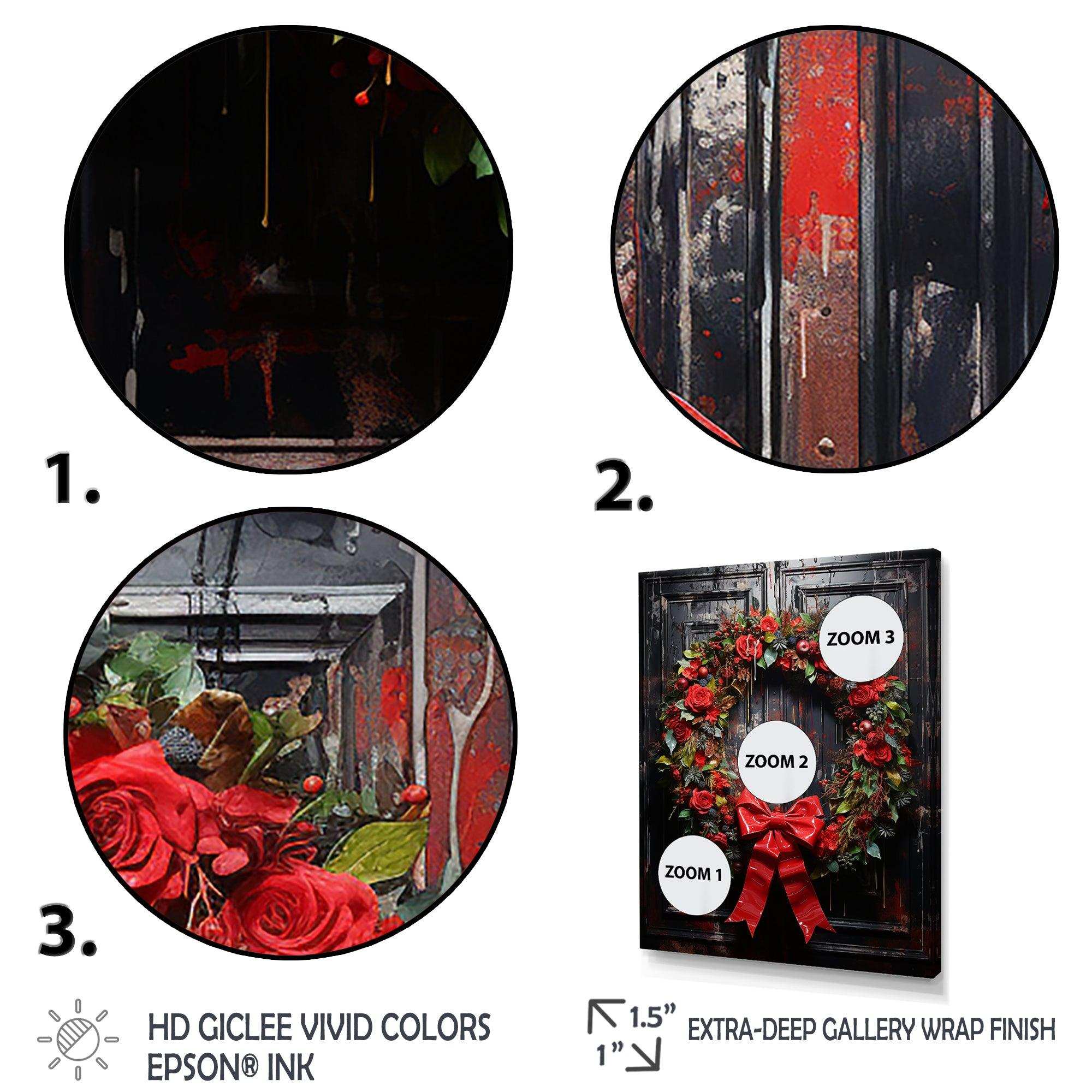 Christmas Holiday Festivity Wreath - Floral Canvas Wall Art