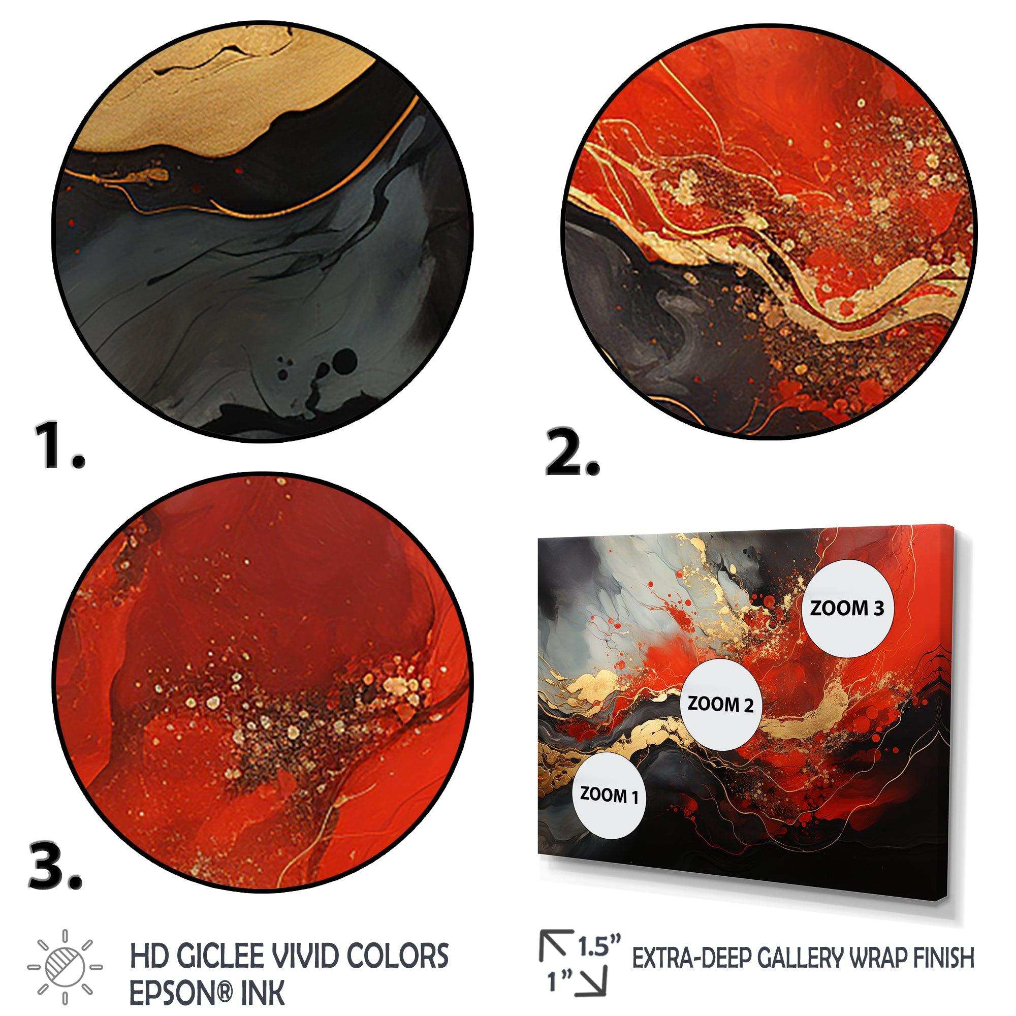 Red and gold marble fire I - Abstract Canvas Wall Art