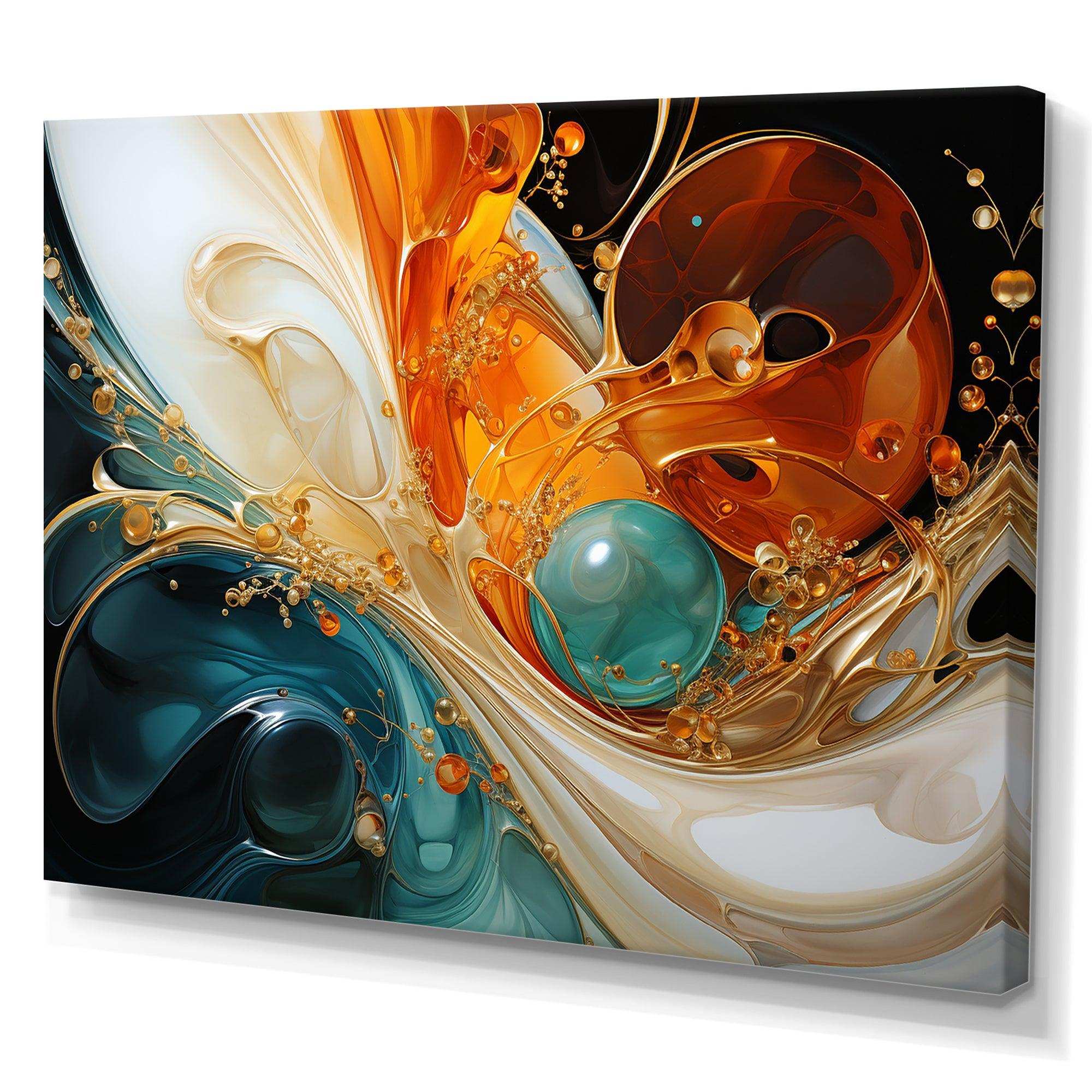 Orange and emerald marble lava I - Abstract Canvas Wall Art