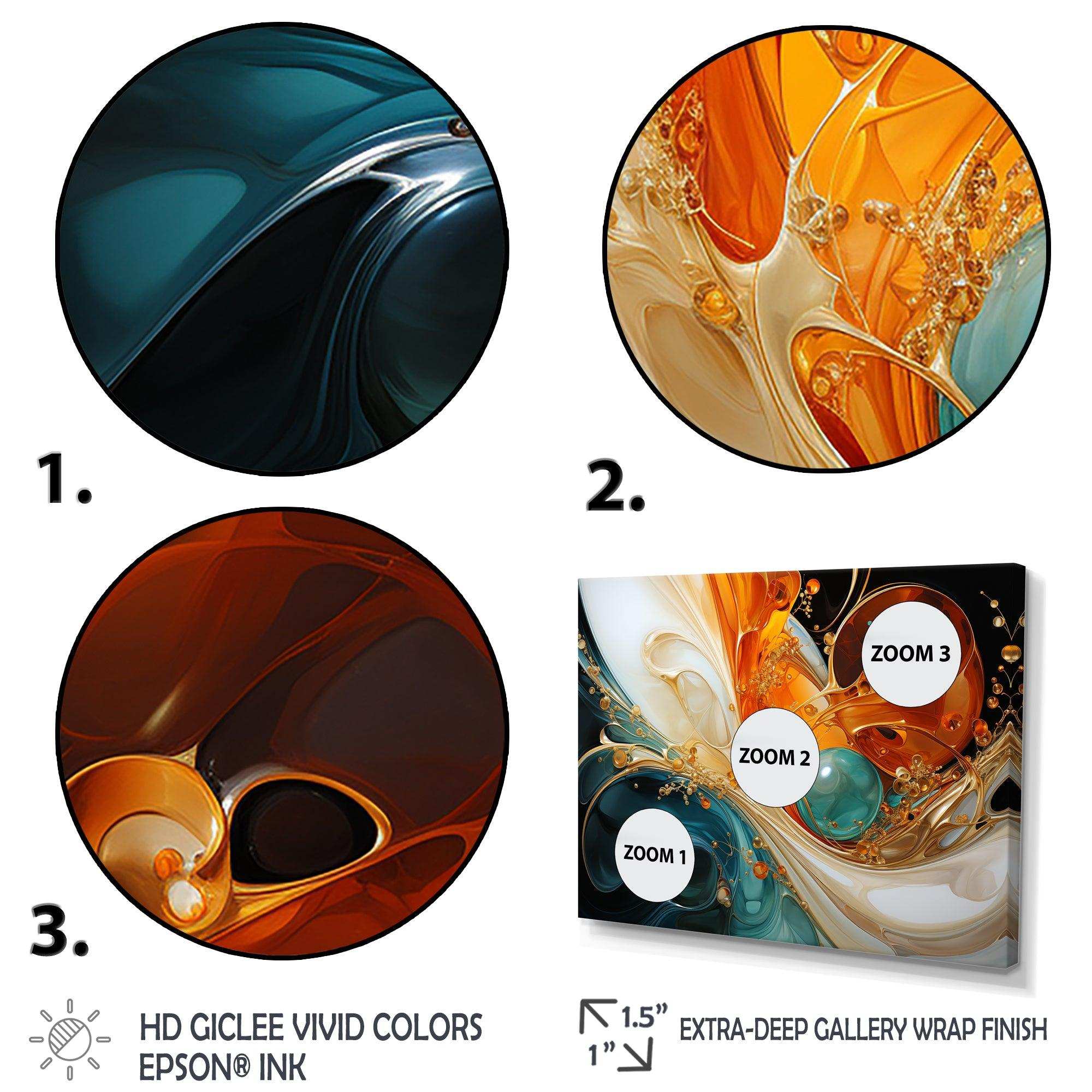 Orange and emerald marble lava I - Abstract Canvas Wall Art