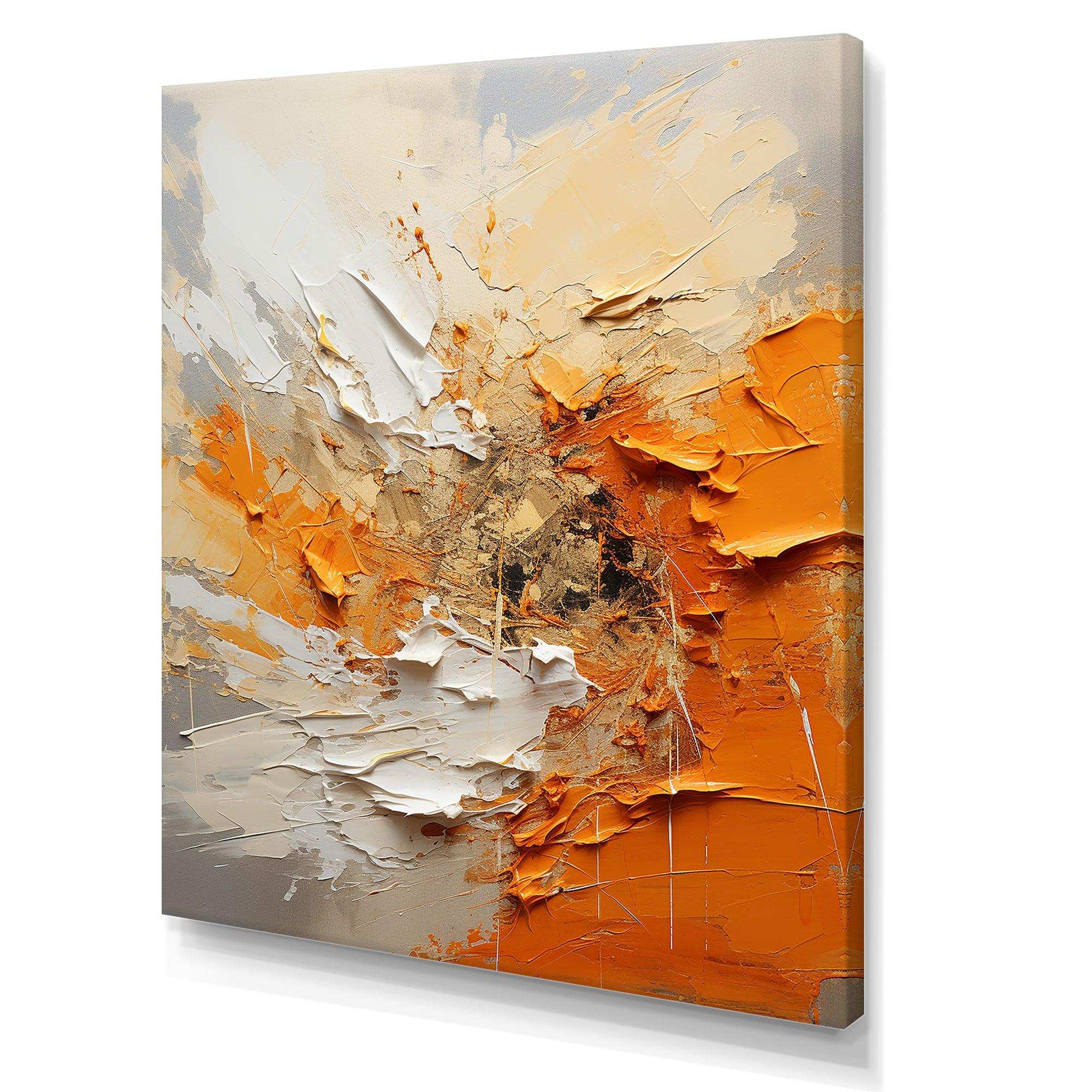 Orange and beige Echoes of modern shapes I - Abstract Canvas Wall Art