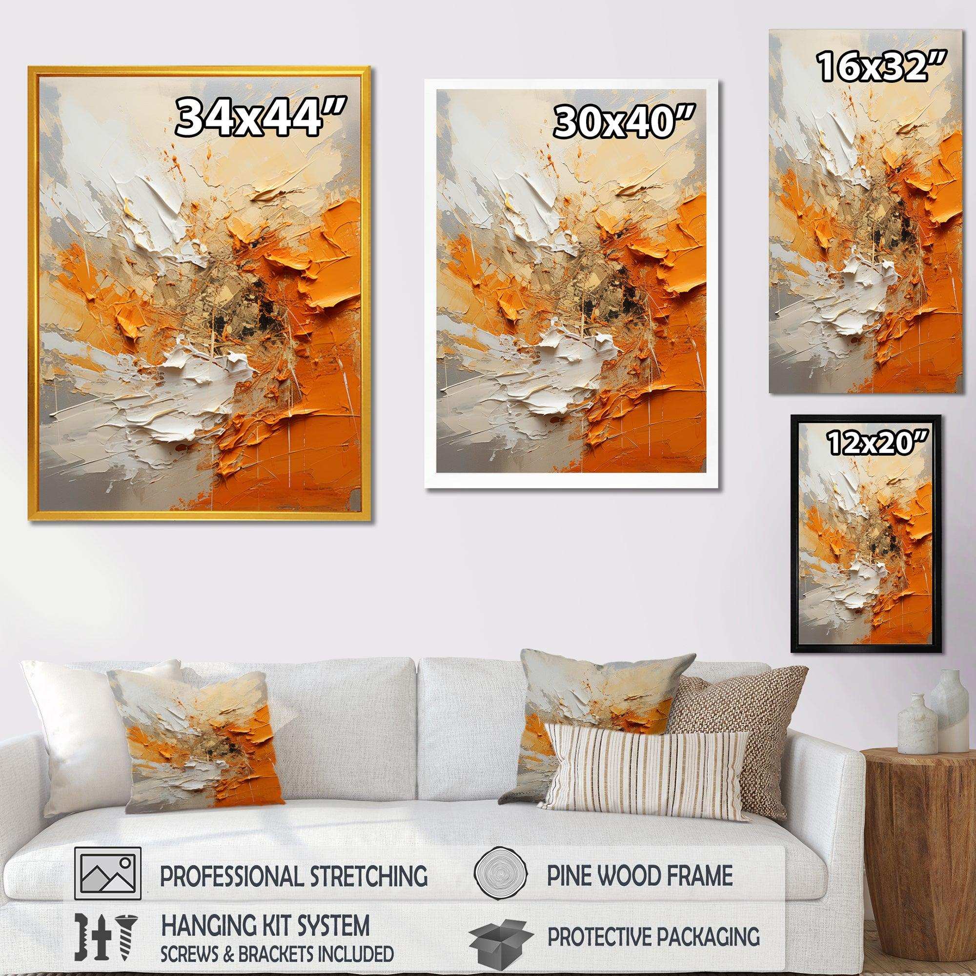 Orange and beige Echoes of modern shapes I - Abstract Canvas Wall Art