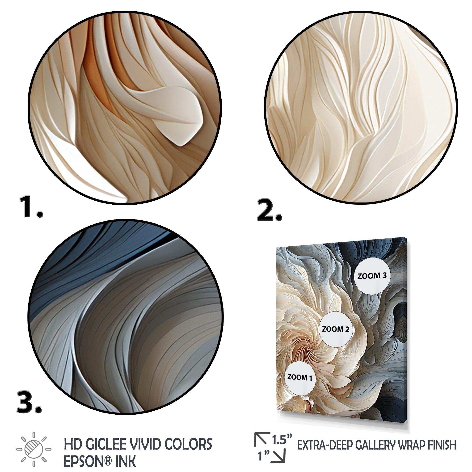 White and blue feather spiral II - Abstract Canvas Wall Art