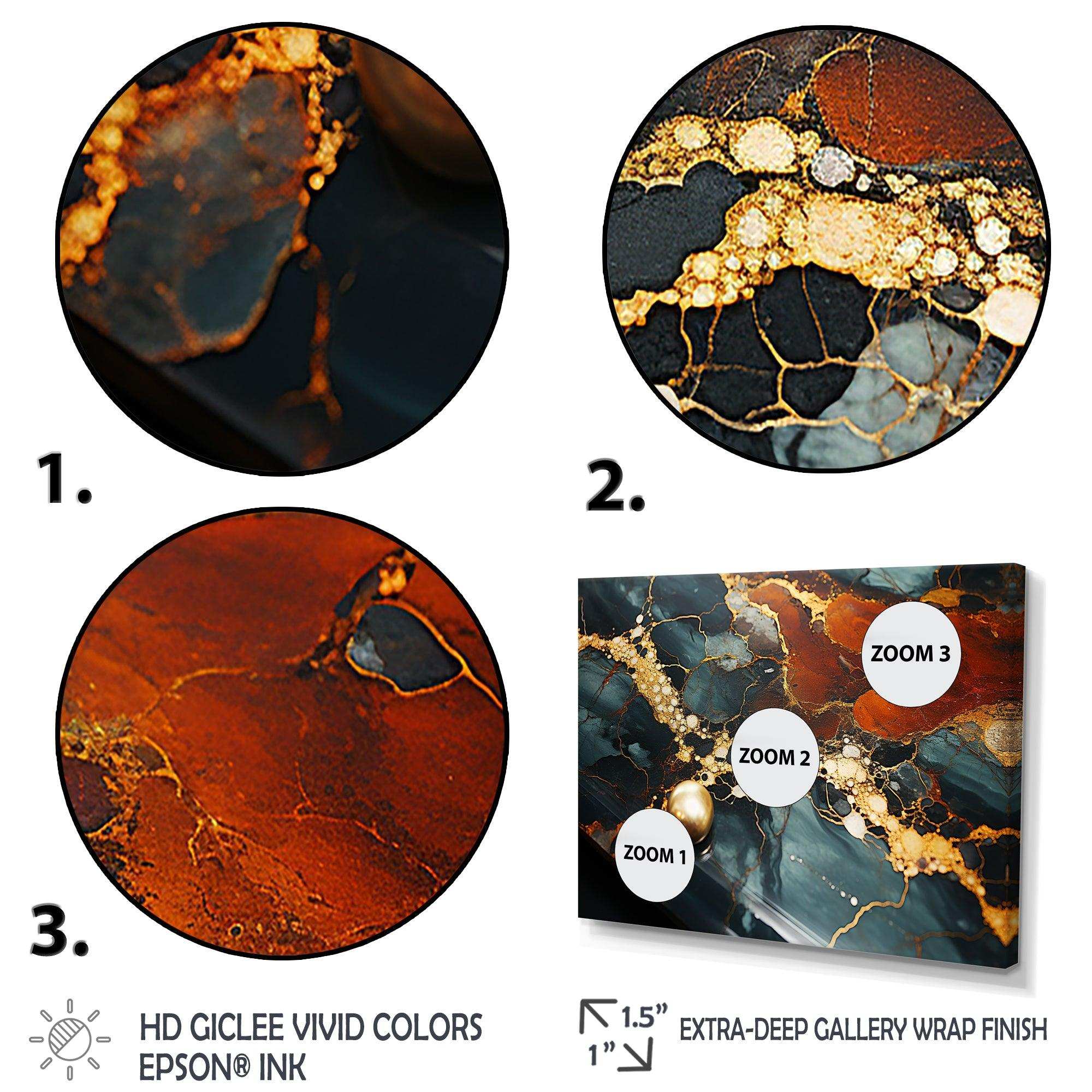 Gold and Green Serene abstract marble dream V - Abstract Canvas Wall Art