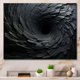 Black Spiraling fractal sprial - Abstract Canvas Wall Art