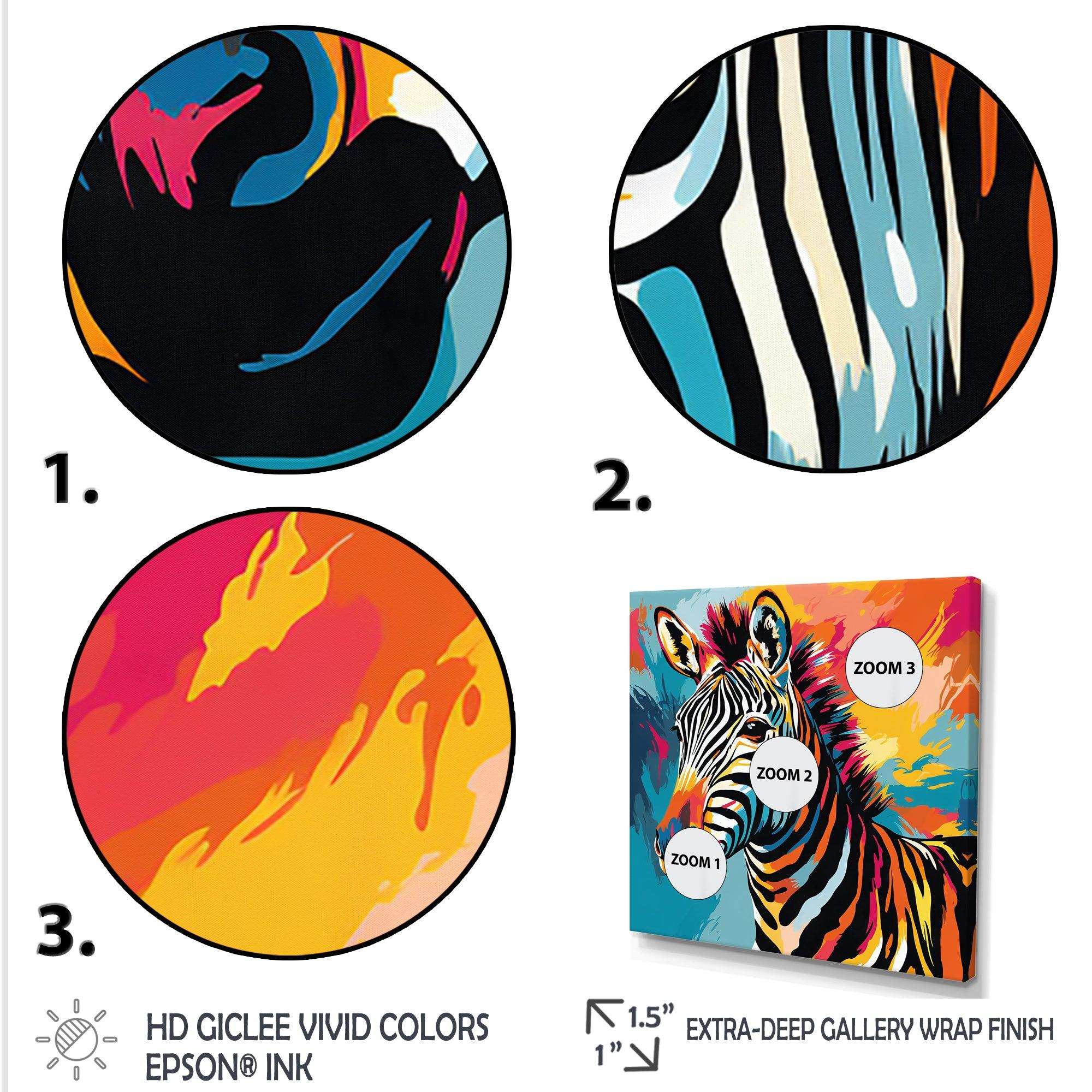 Colorful Popart Zebra fantasy I - Animals Canvas Wall Art