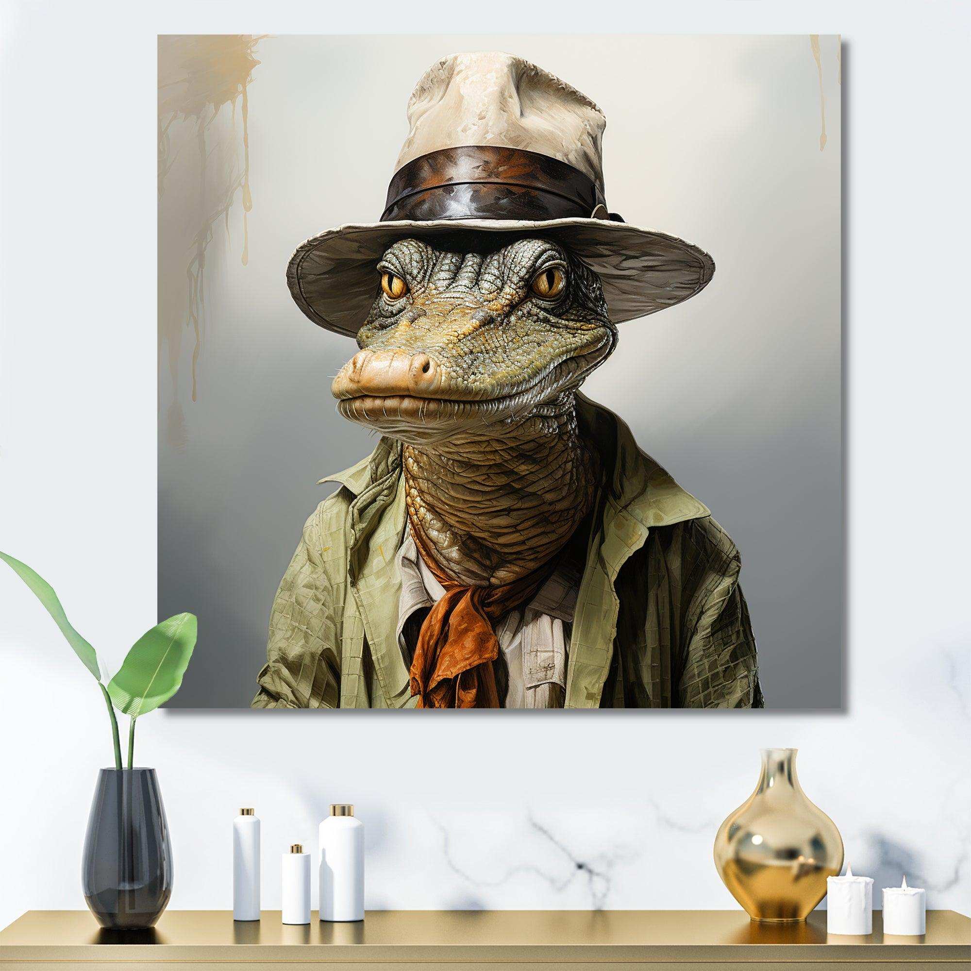 Countryside alligator in suit  I - Crocodile Canvas Wall Art