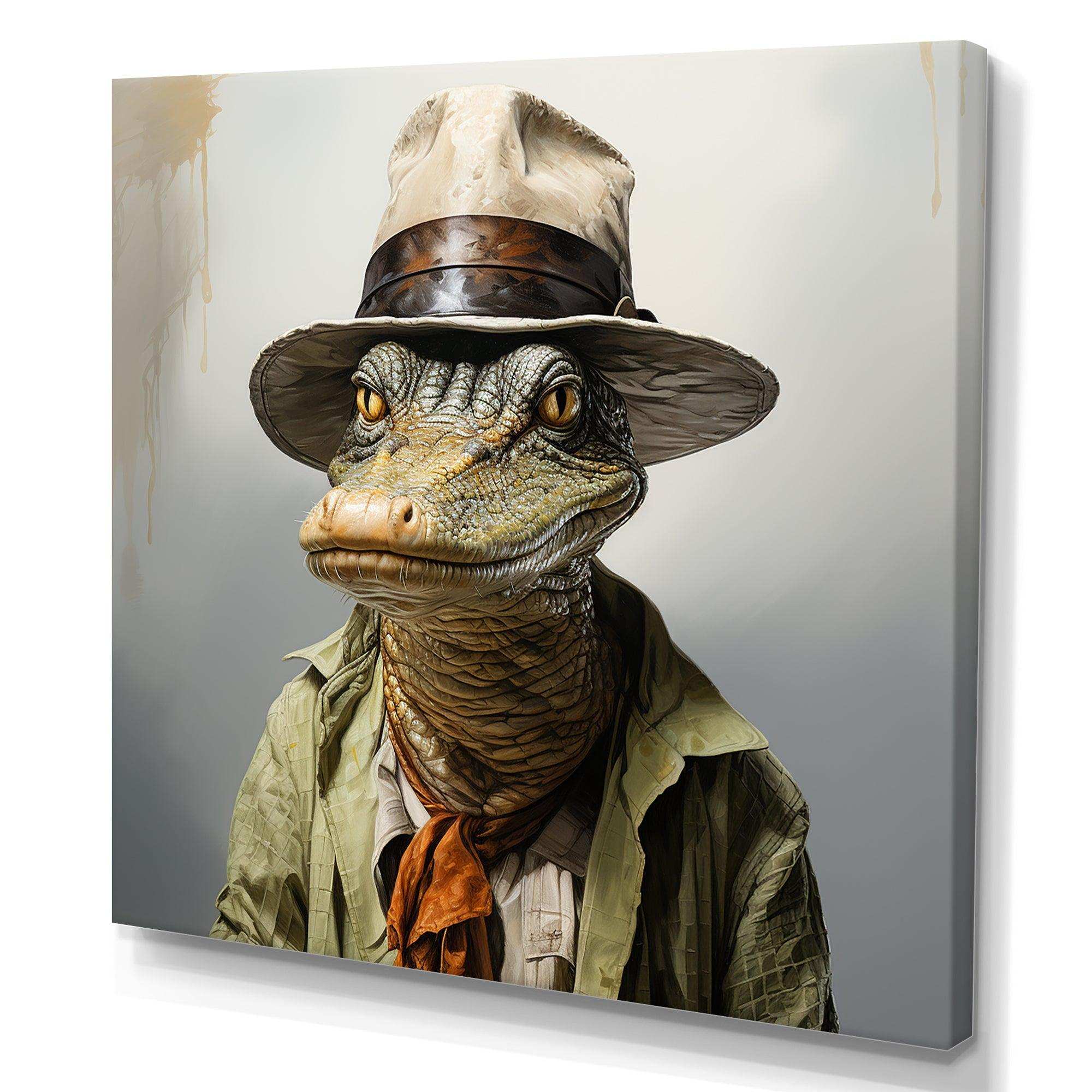 Countryside alligator in suit  I - Crocodile Canvas Wall Art