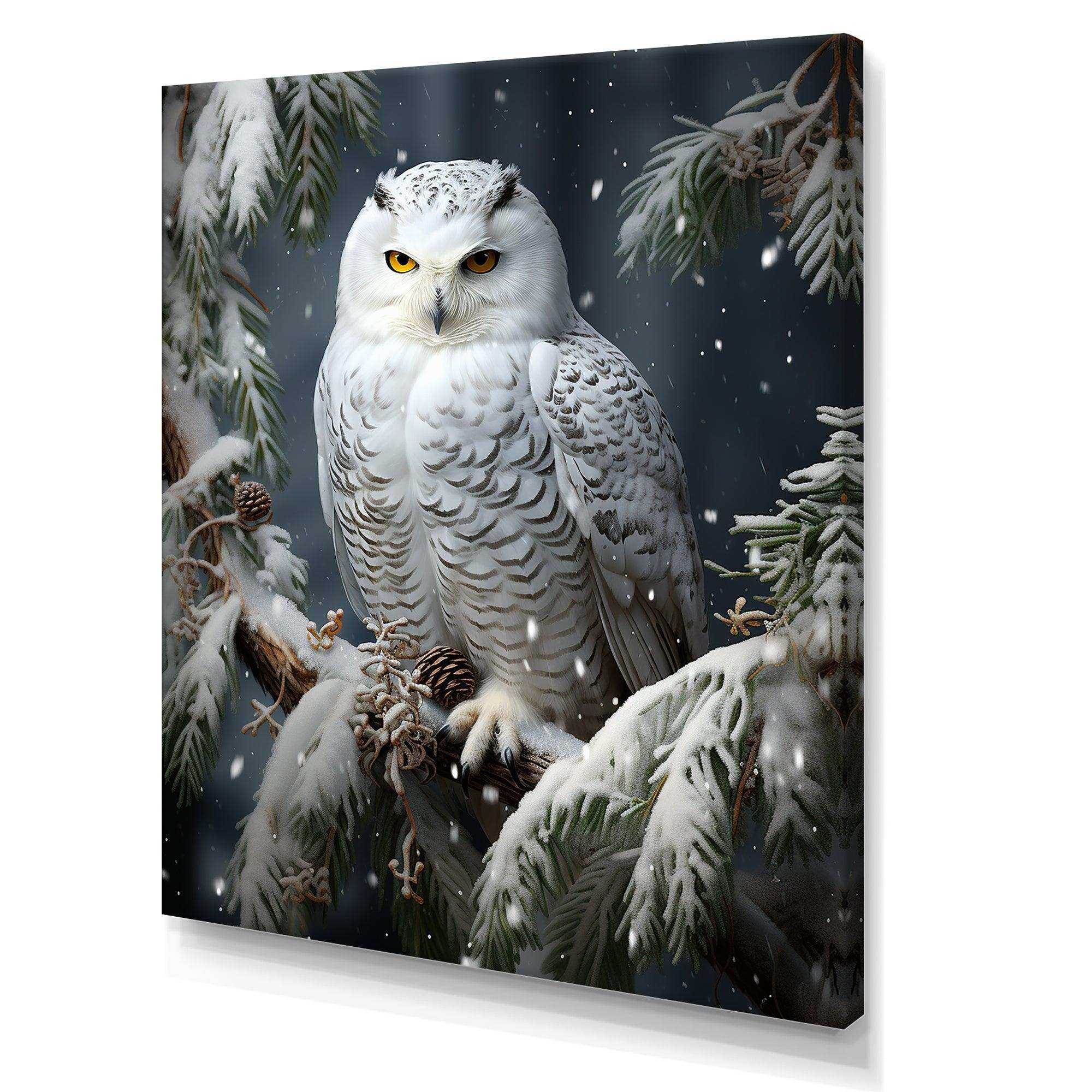 Snowy Owl winter watch I - Animals Canvas Wall Art